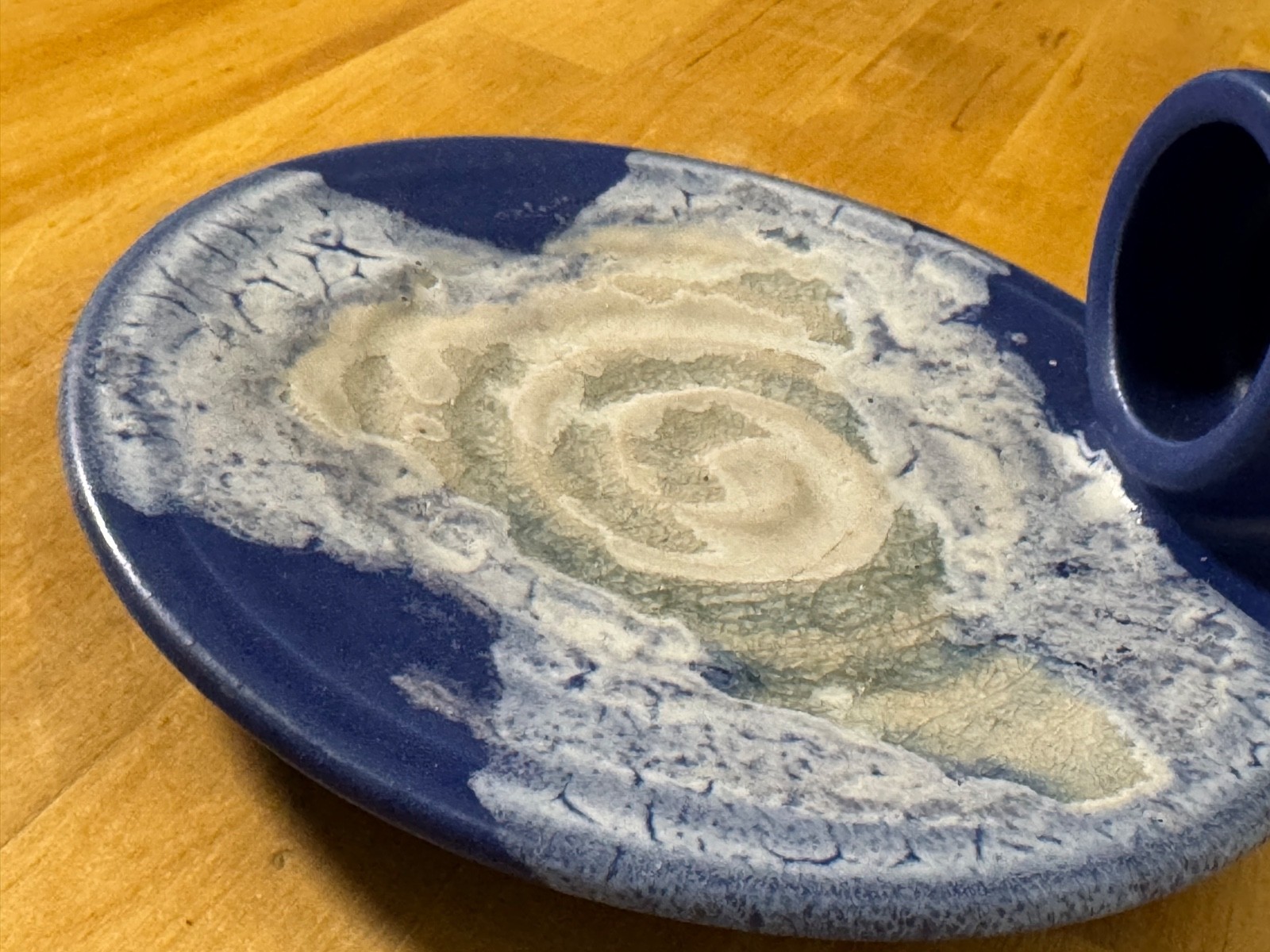 Würtz studie Scandinavian Studio Pottery Blue & White Ceramic Wall Candle Holder