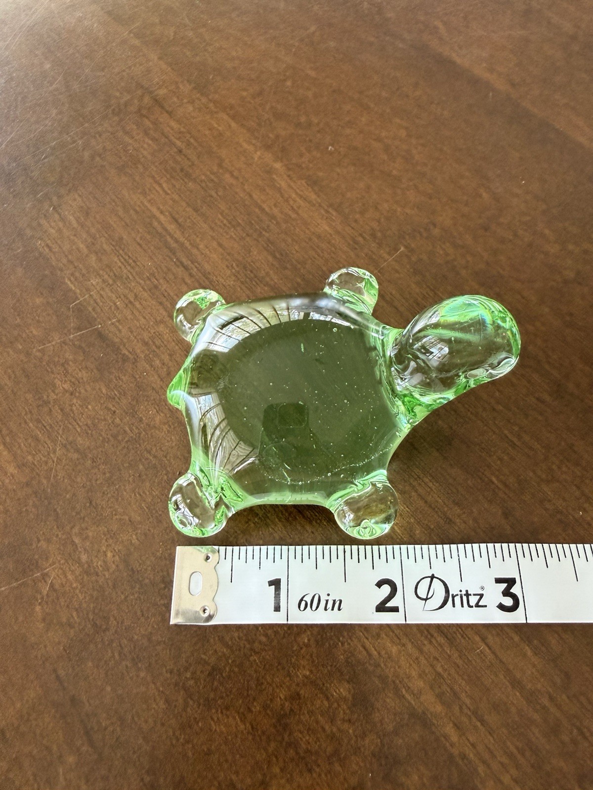 Hand Blown Green Glass Turtle Figurine Paperweight Sea Turtle Art Glass Decor