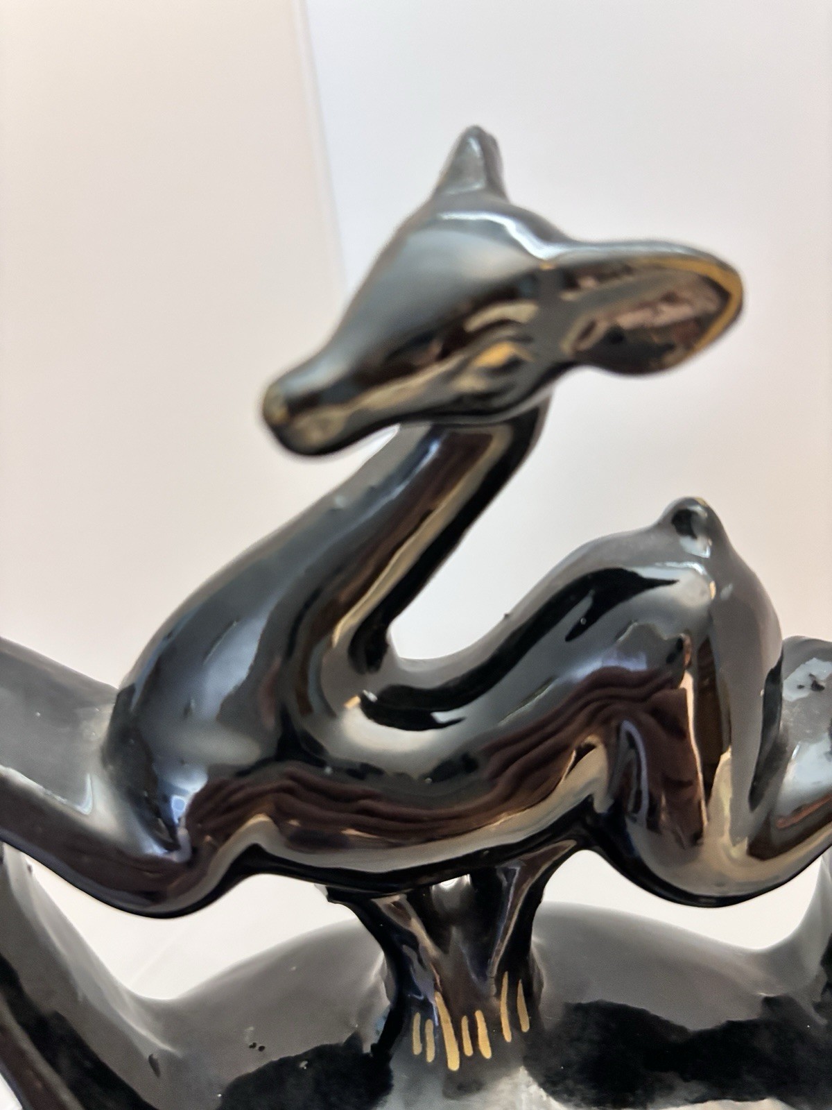 Haeger Art Deco Black Ceramic Deer Figurine MCM