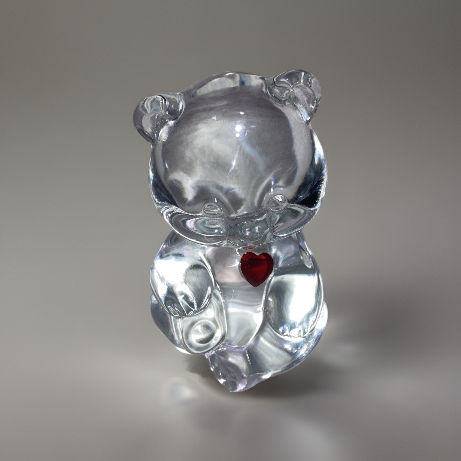 Fenton Vintage Art Glass July Birthday Bear Figurine Ruby Red Heart Birthstone