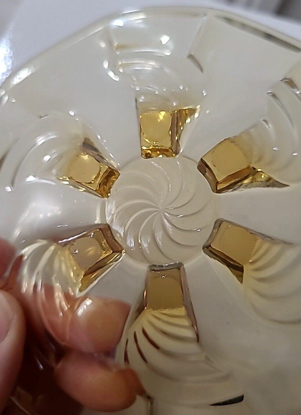 Small Vintage Amber Glass Small Plate Footed Dish 13 cm