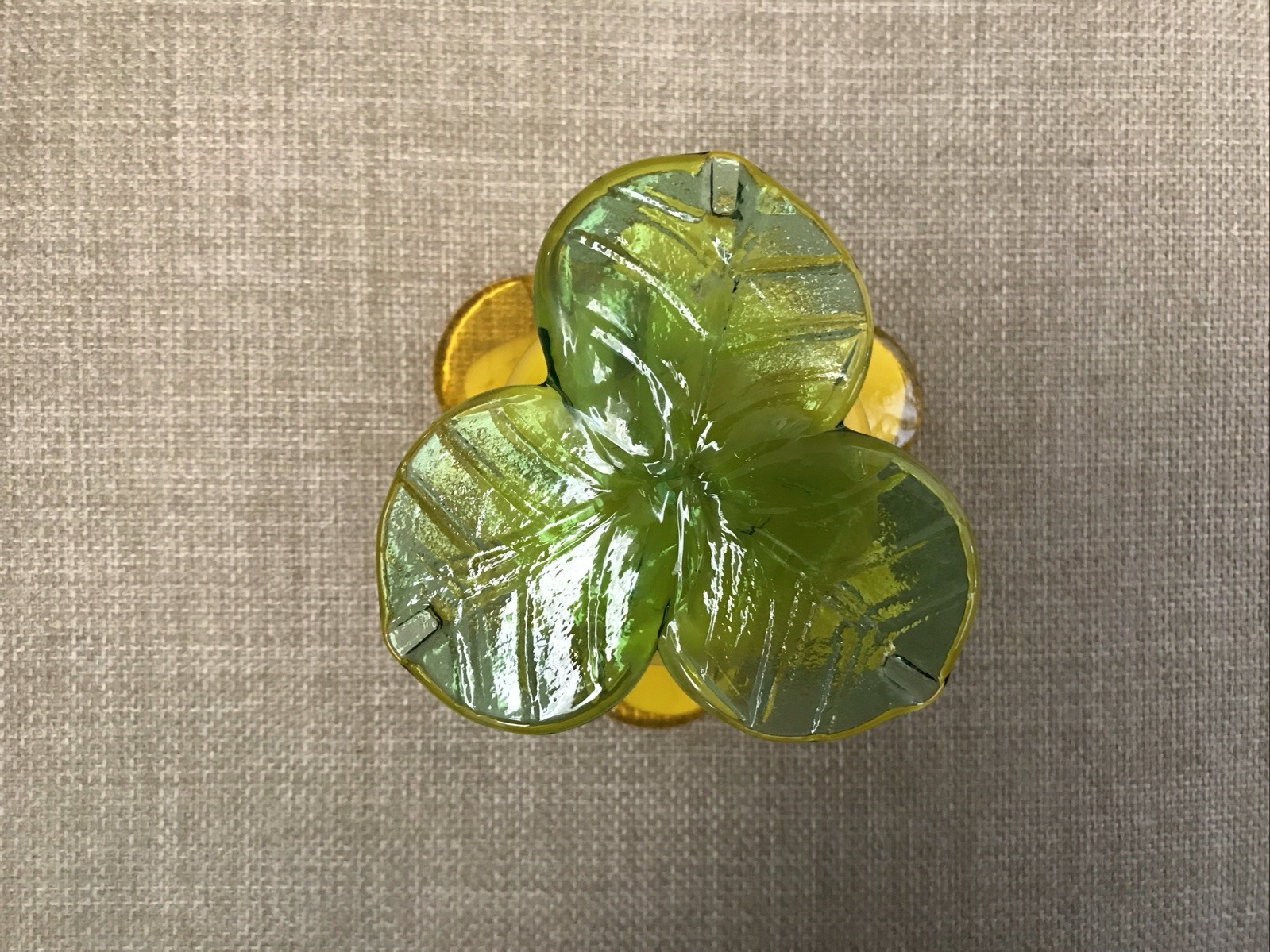 Art Glass Tulip Flower Shaped Candle Votive Holder Bright Yellow