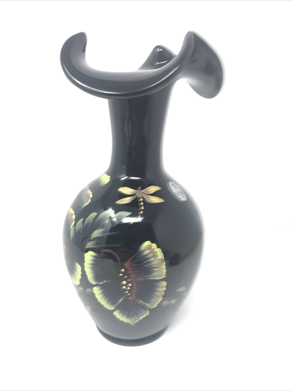 Fenton Safari Collection Tropical Forest 10″ Vase Hand Painted.