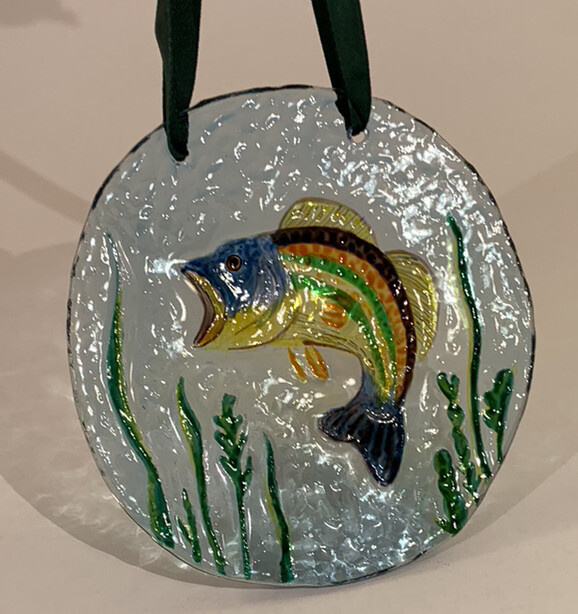 Largemouth Bass Glass Round Sun Catcher Ornament 4 in