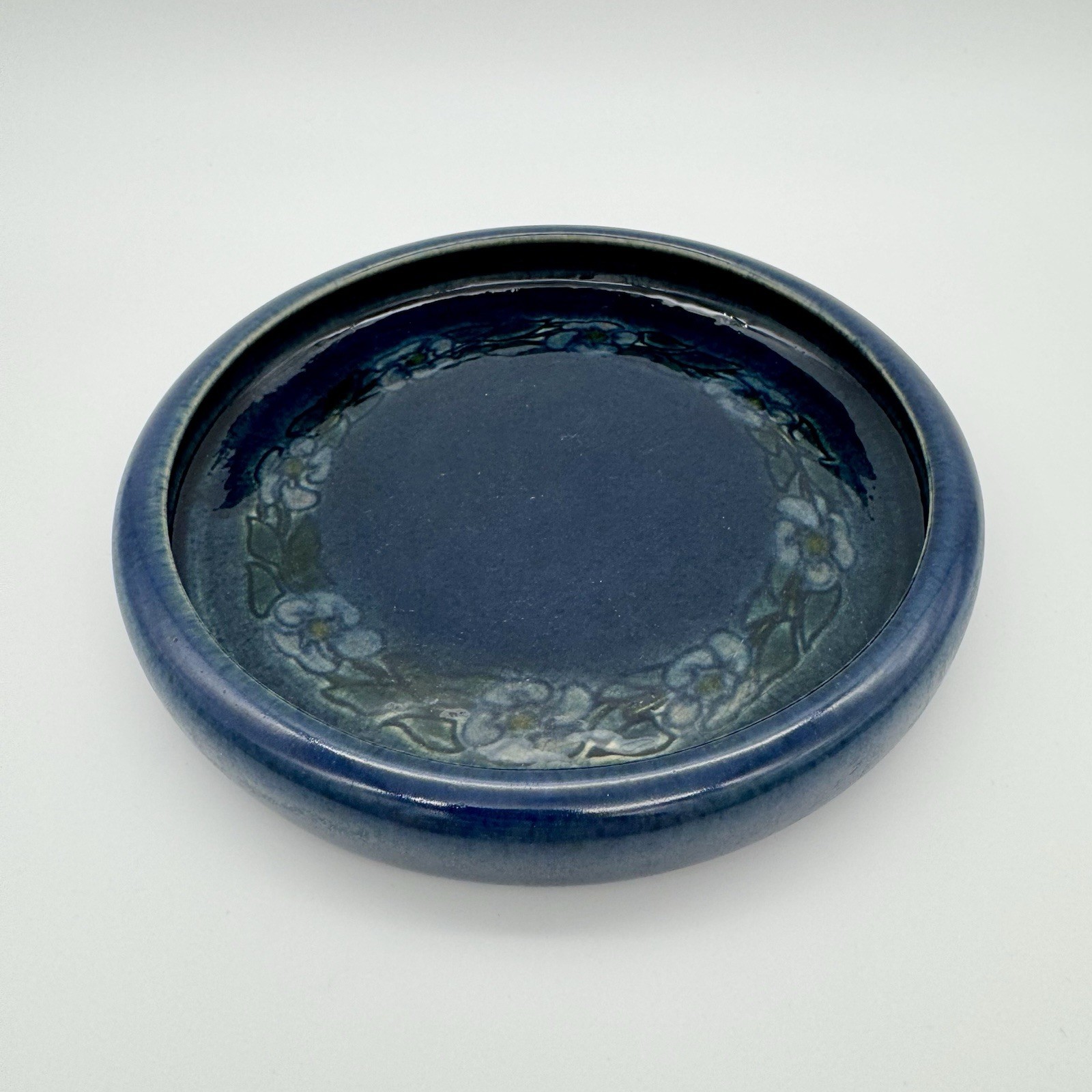 Antique 1918 UND School of Mines Pottery Bowl, Cable, Mrs. Mayo, Flowers, 6.5” D