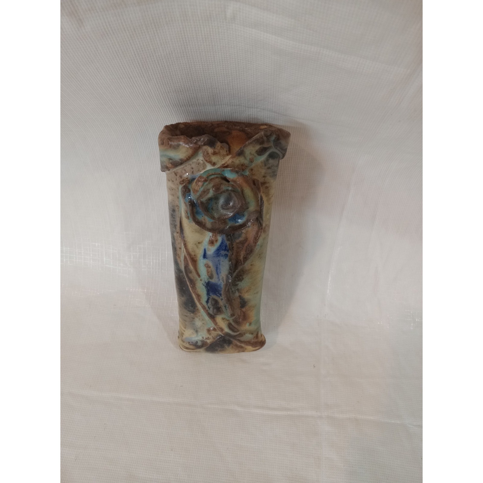 Eckels Pottery Vase Handmade Art Pottery Small Vessel/wall pocket
