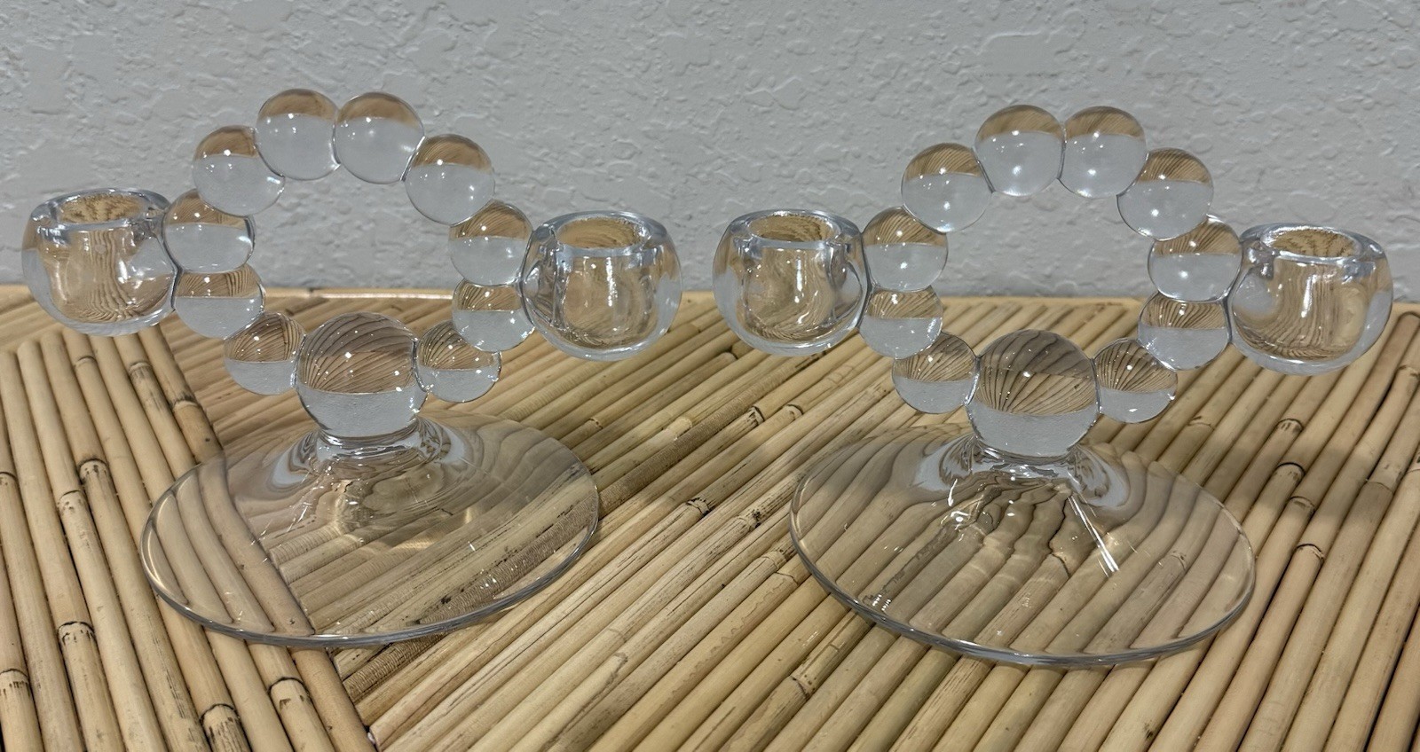(2) Vtg Imperial Glass Ohio Candlewick Boopie Bubble Double Candlestick Holders