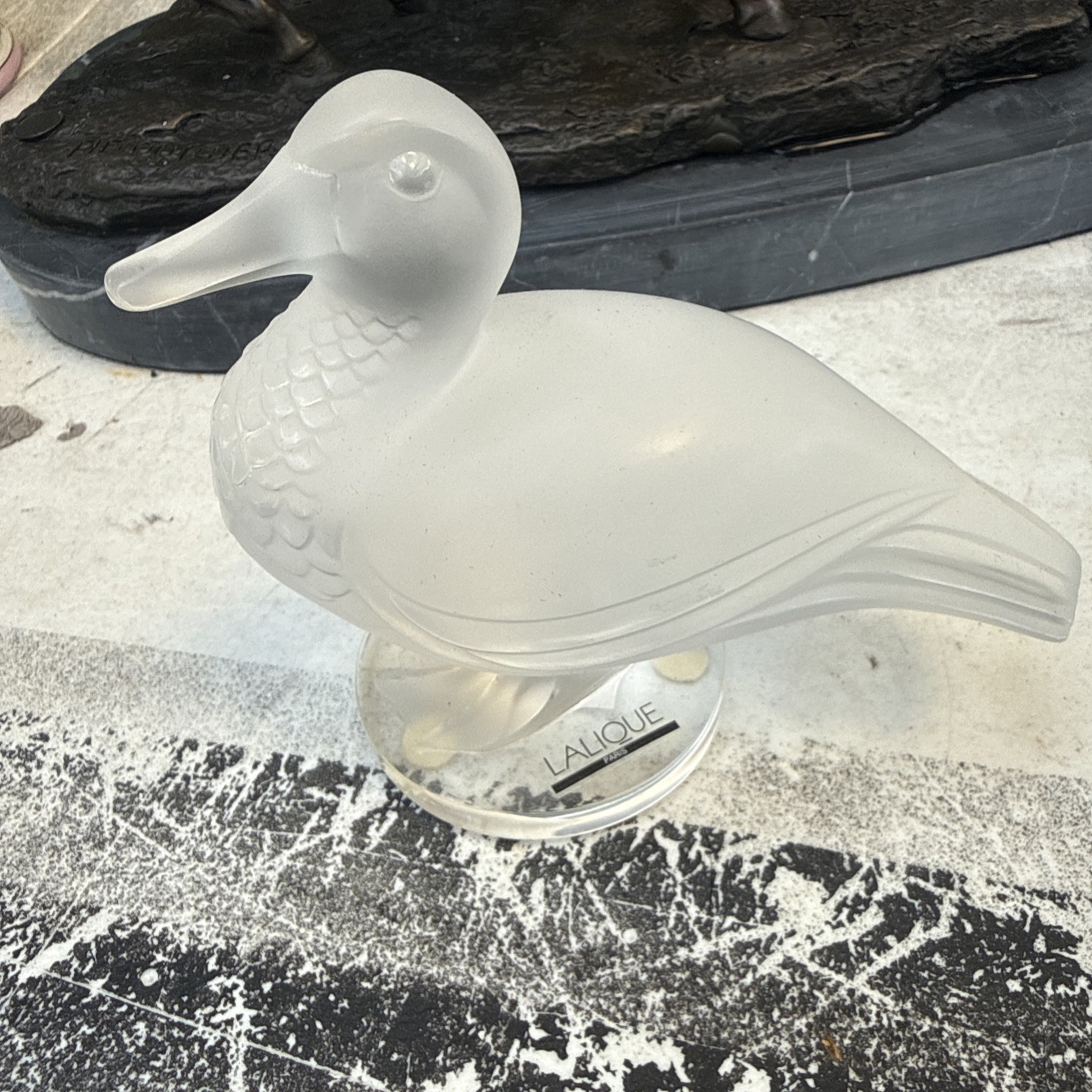 LALIQUE FRANCE GAETAN DUCK CRYSTAL FIGURINE 43/4”