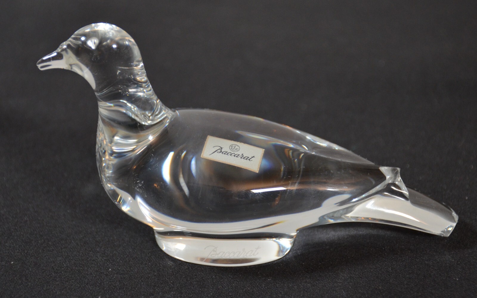 Vintage MCM Baccarat Crystal Turtle Dove Signed twice w sticker