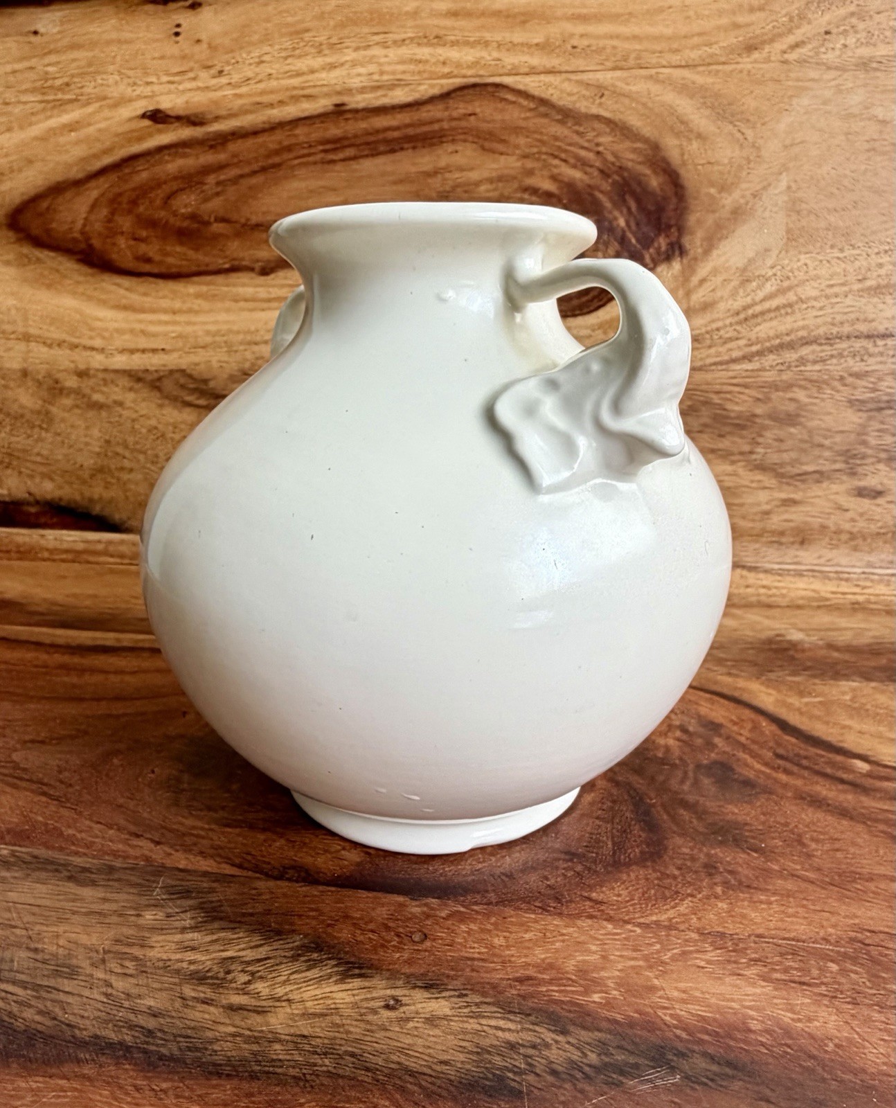 Vintage 1930s Red Wing RumRill Elephant Handle Art Deco Vase Pottery #215 Cream