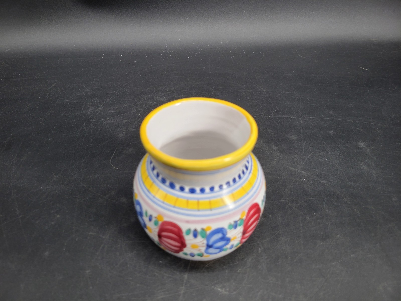 Small Handmade Floral Pottery Vase 4.5 Inches Tall Signed By the Artist