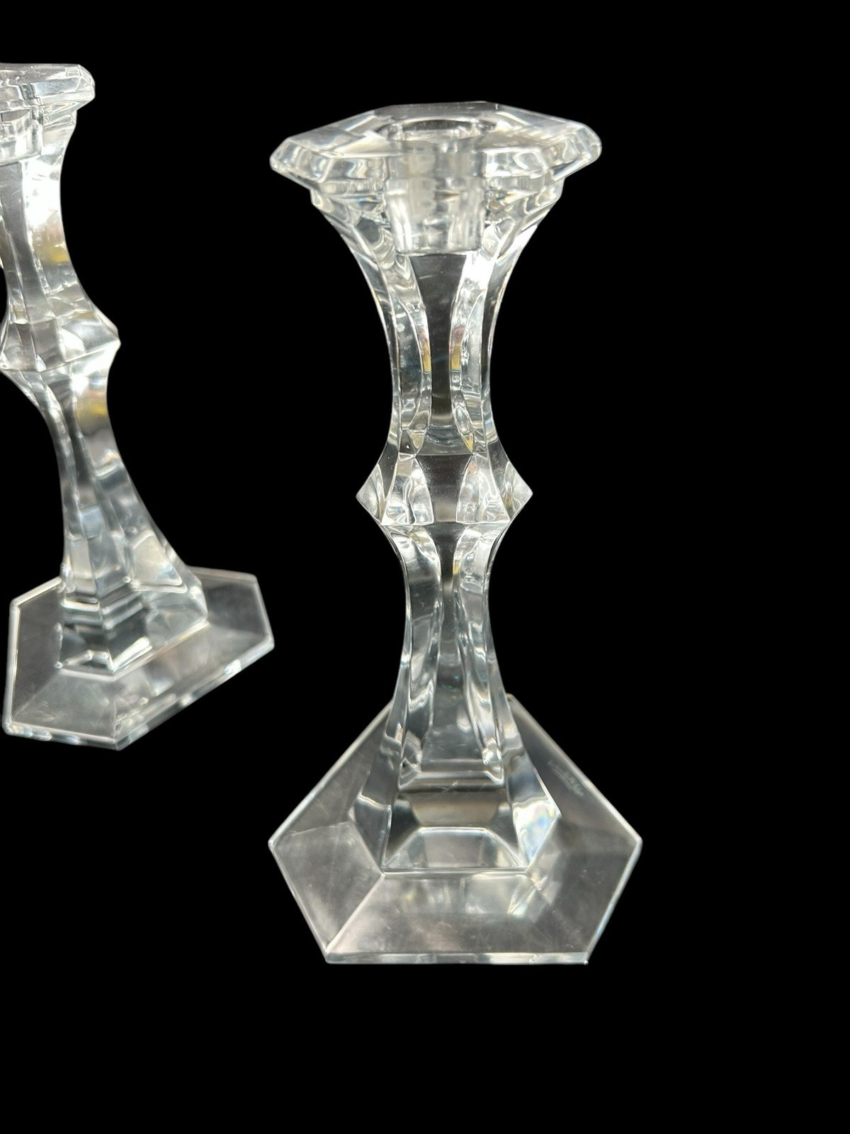 Vintage Val St Lambert Candlesticks VAS70 Pair 9.5 inches Cut Crystal GIFTWARE