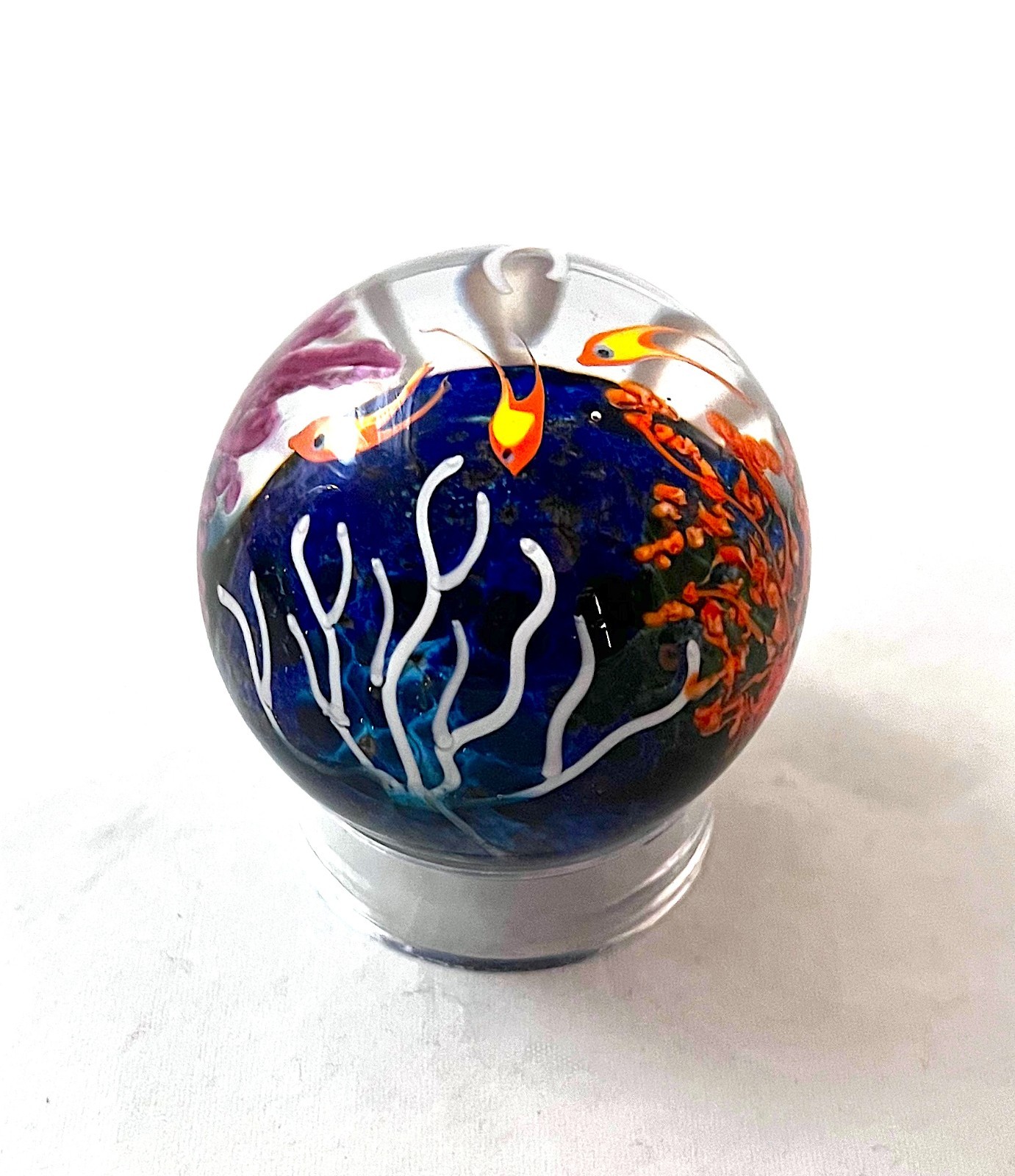 Cathy Richardson Paperweight, Lampwork Art Glass, Underwater Scene, Signed, 2007