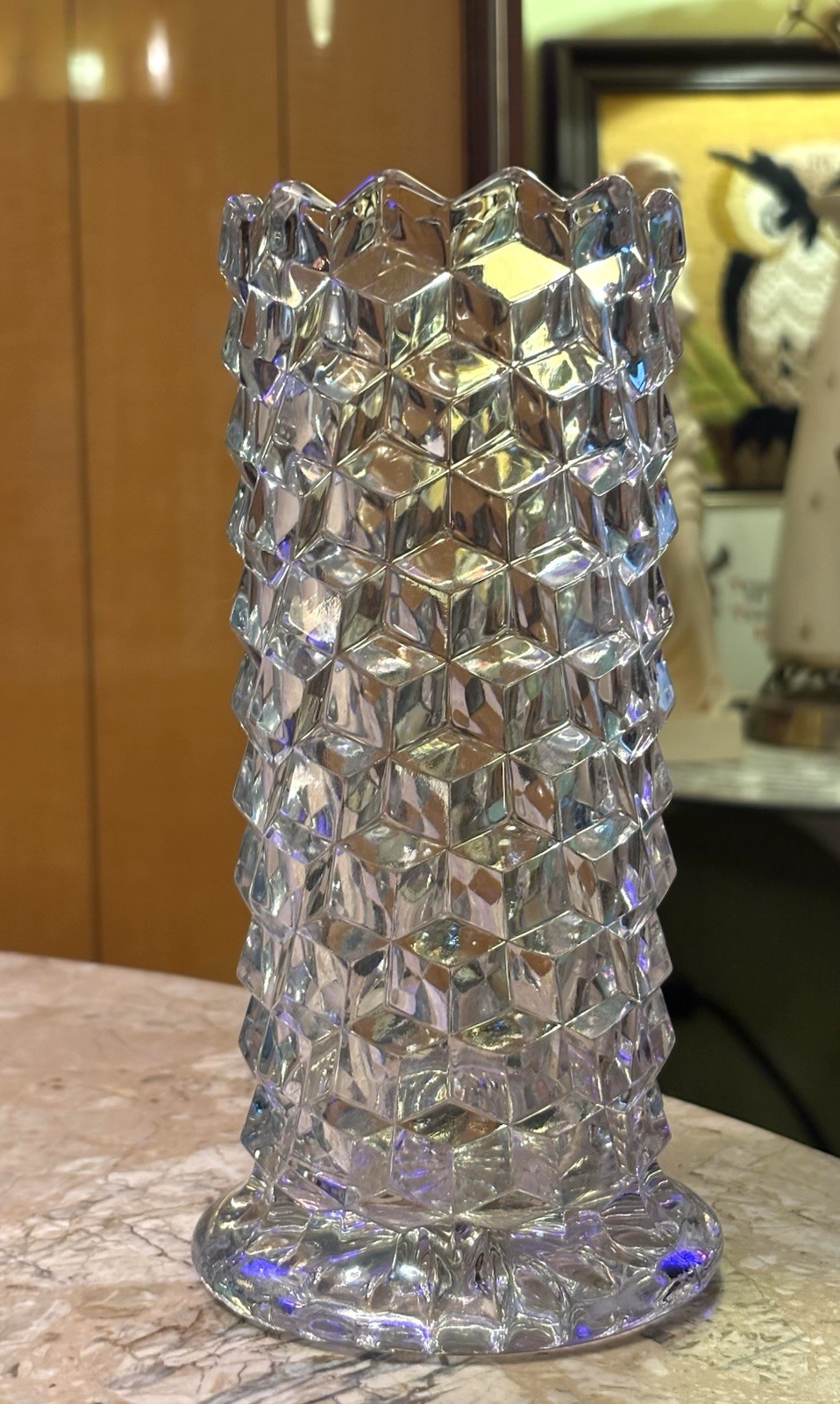 Fostoria American Straight Vase Straw Jar No Lid Cylinder Heavy Clear Glass