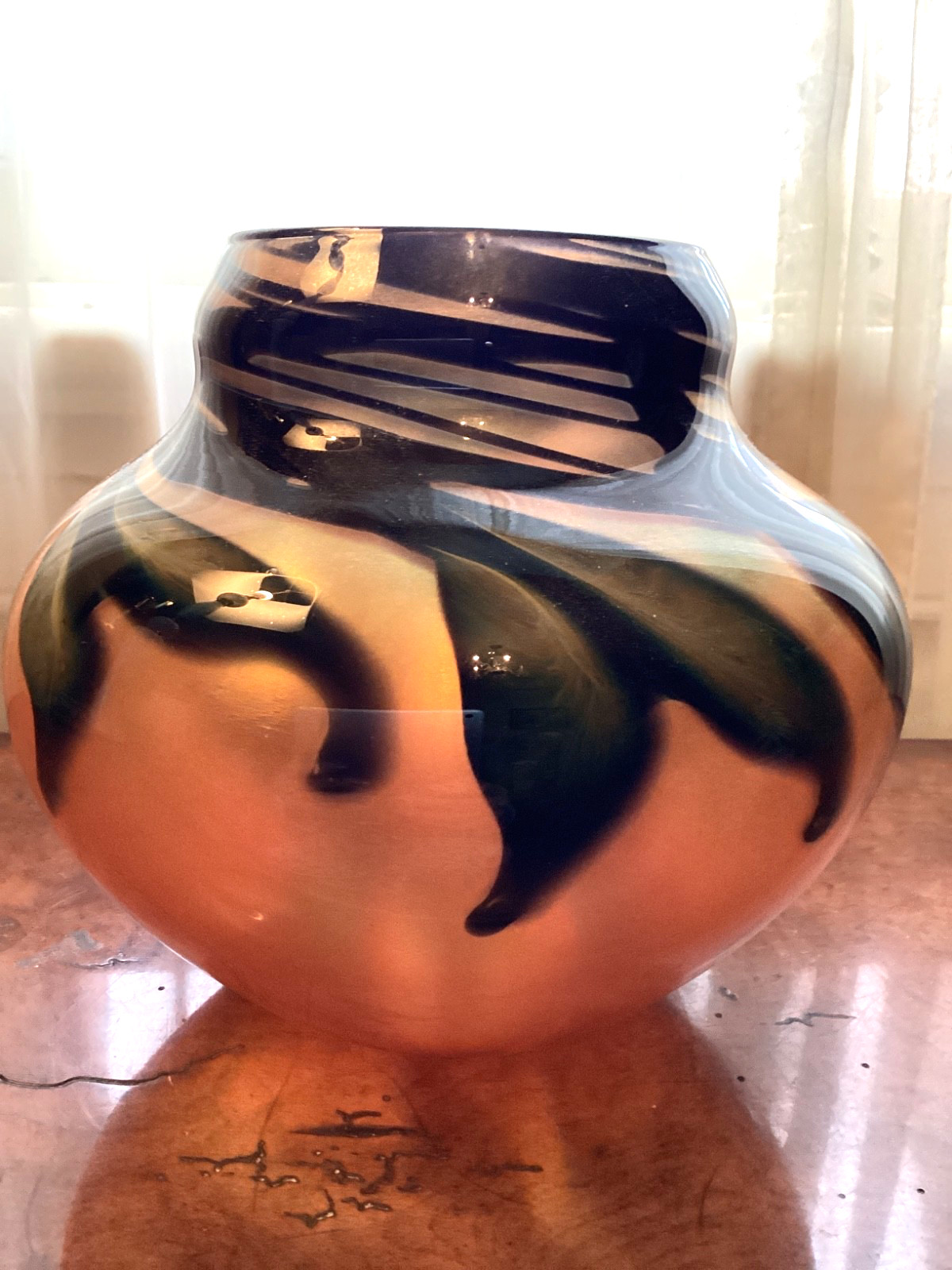 Fabulous 1984 Charles Lotton art glass vase or bowl signed and dated