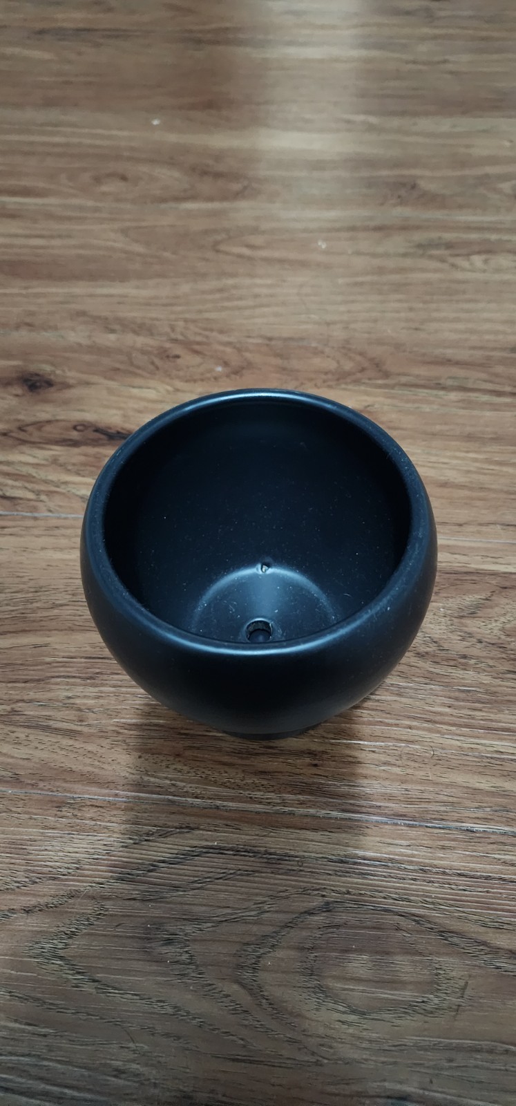 Black Round Planter Pot with Drainage Hole & Saucer, 21st Century Planter