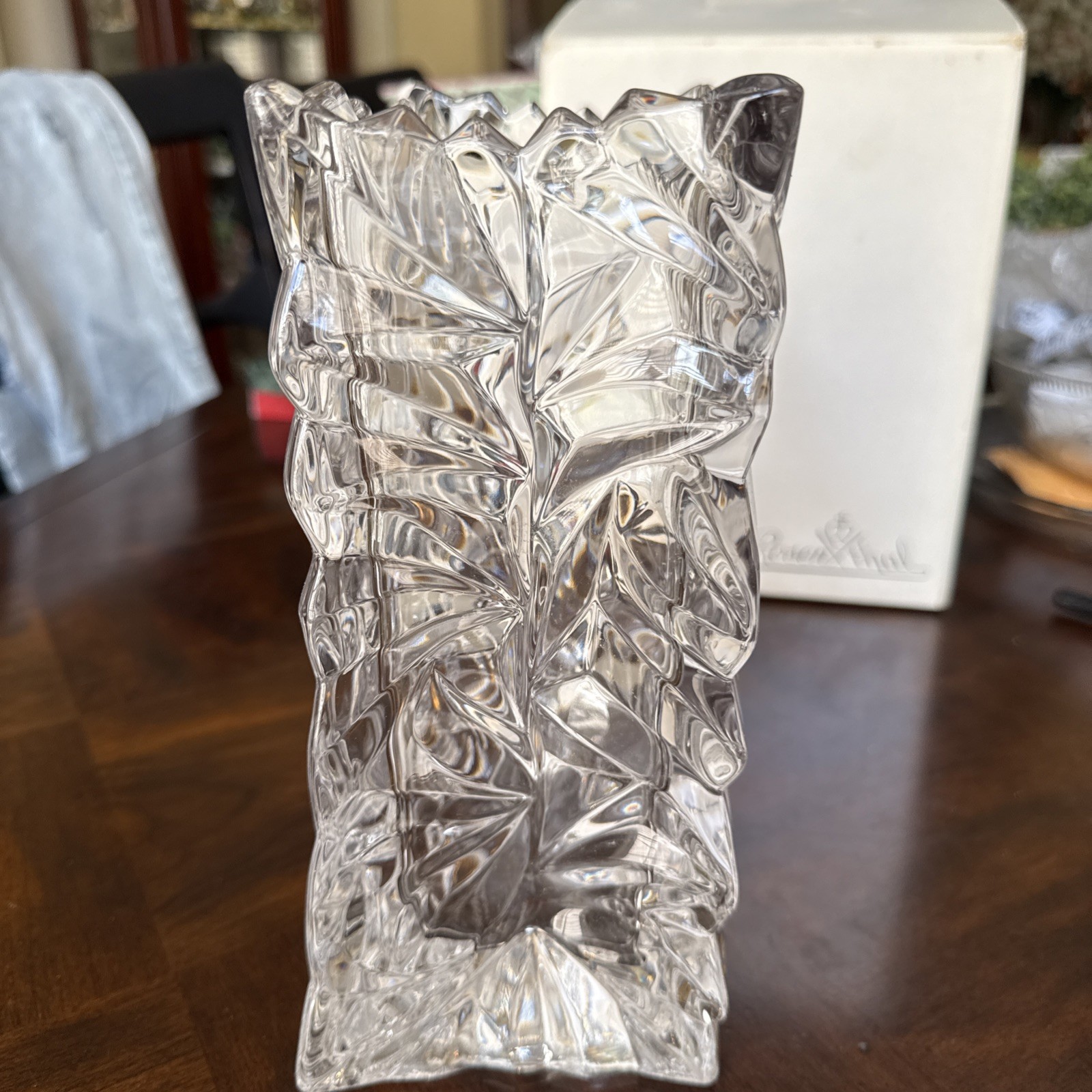 Rosenthal Studio Linie Crystal Paper Bag Vase 8.5″ Germany Art Glass 8 LBS