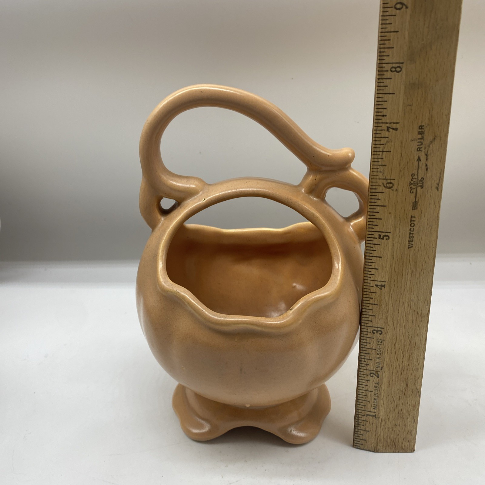 Weller Art Pottery Peach Bisque White Flowers Planter Basket Vase – VINTAGE