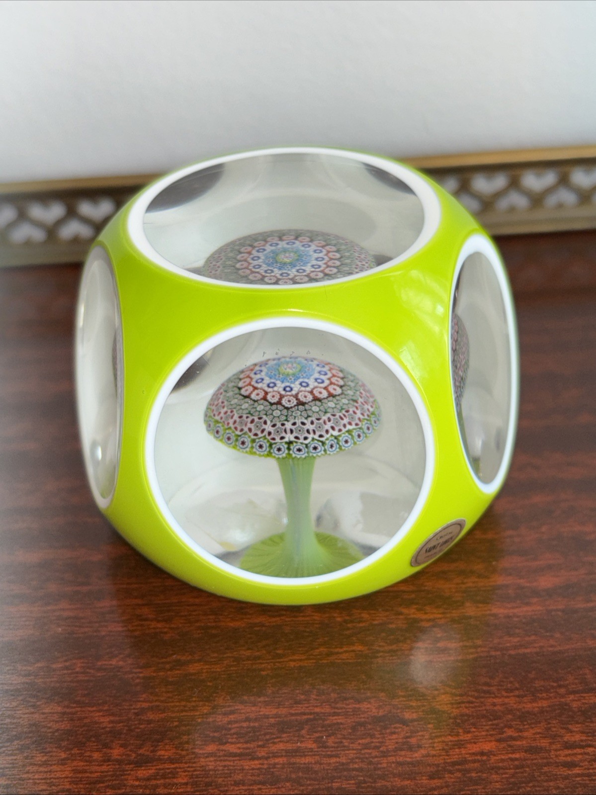 Vtg 1970 Compagnie des Cristalleries de St. Louis Mushroom Overlay Paperweight