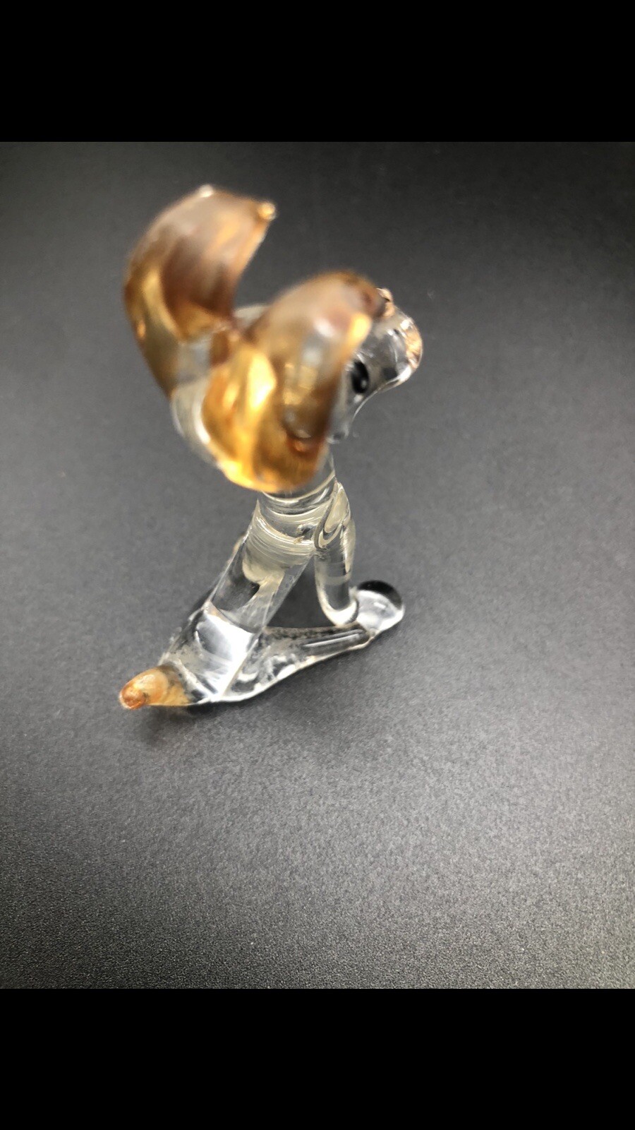 DOG~ Art Glass Brown Eared Puppy Collectible Hand Blown Figurine~Handmade Tiny