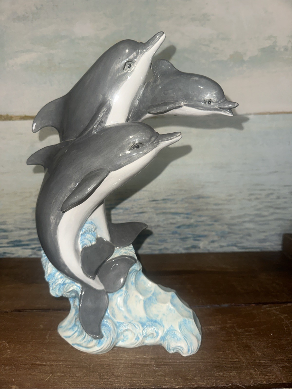 RARE Vintage 1995 GARE Inc. Ceramic Pottery Mold 3 Dolphins On Ocean Wave