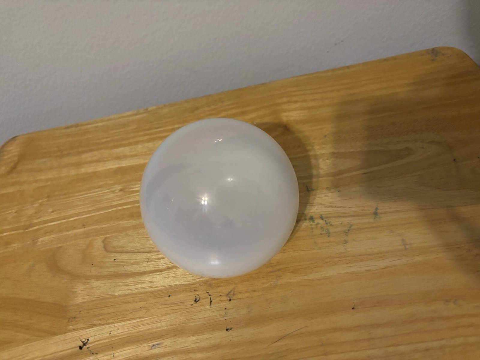 Hand Blown Glass 4inch White Clear Glass Globe Beautiful Rare Sale Price!!