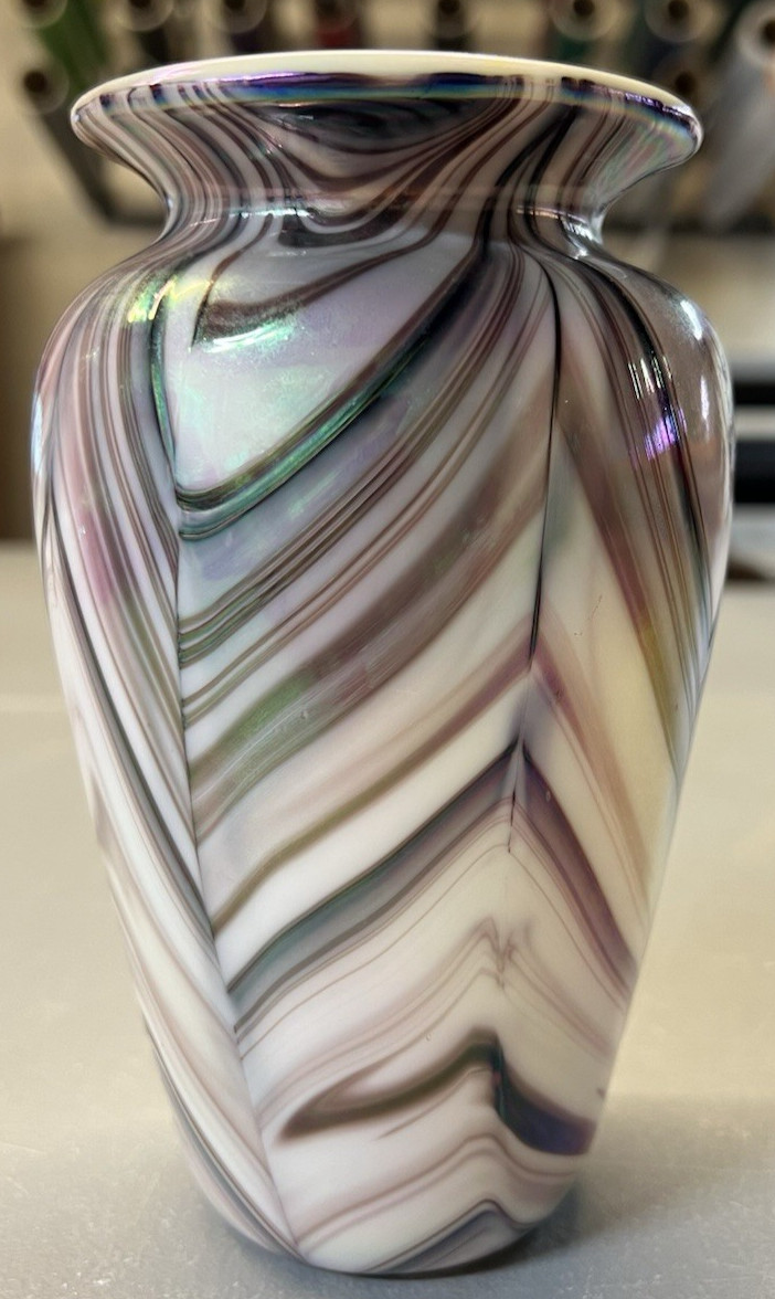 Vintage Gibson Glass Mother of Pearl Opalescent Blown Vase