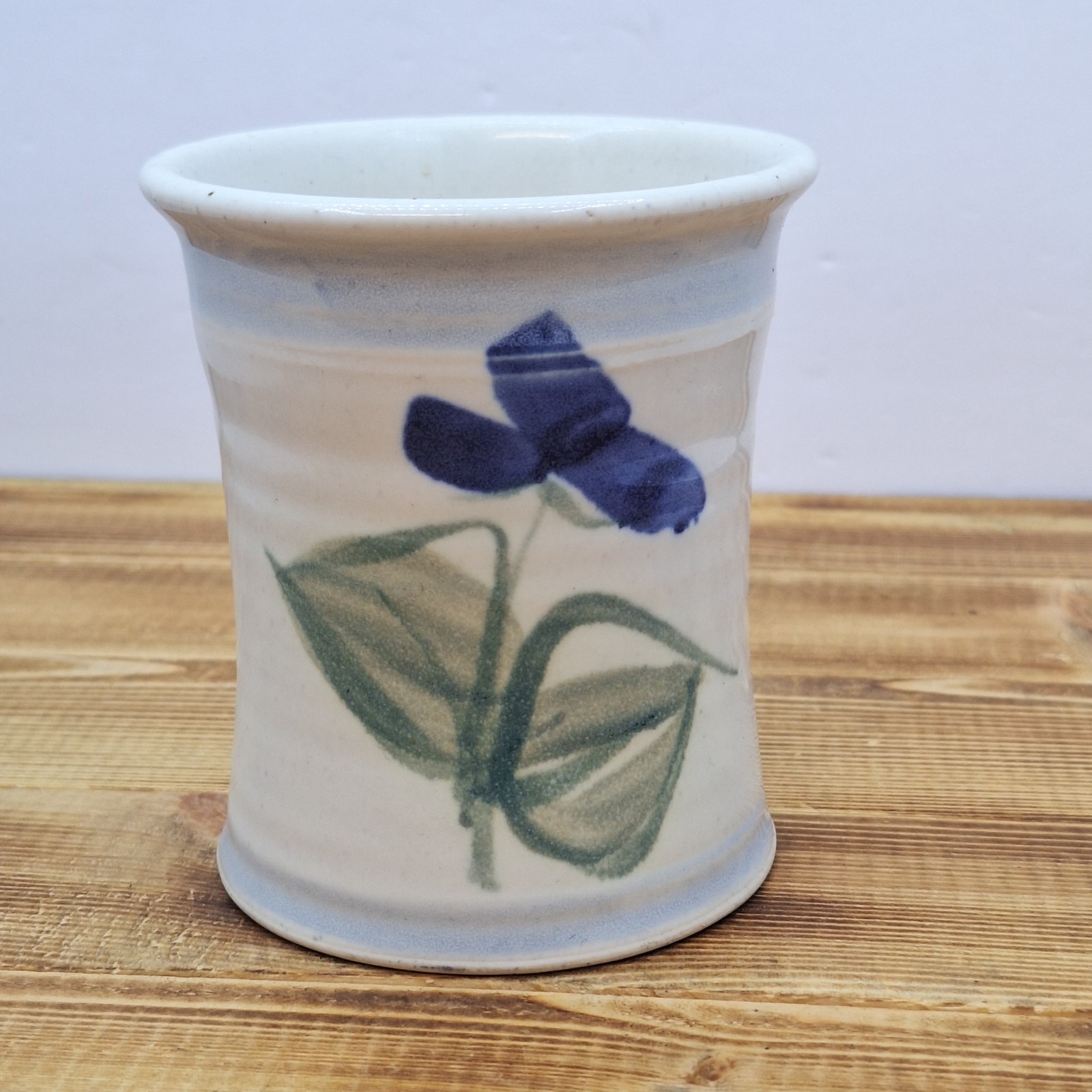 Pottery Crock Jar Vase Handmade Flowers Pencil Holder Utensil Mini 4″