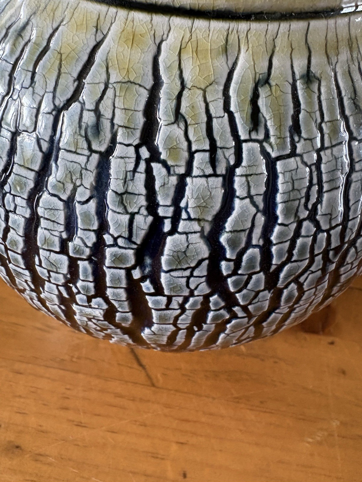 Raku Pine Bark Textured Glazed Studio Pottery Vessel – VERY RARE-Lidded Tea Jar!