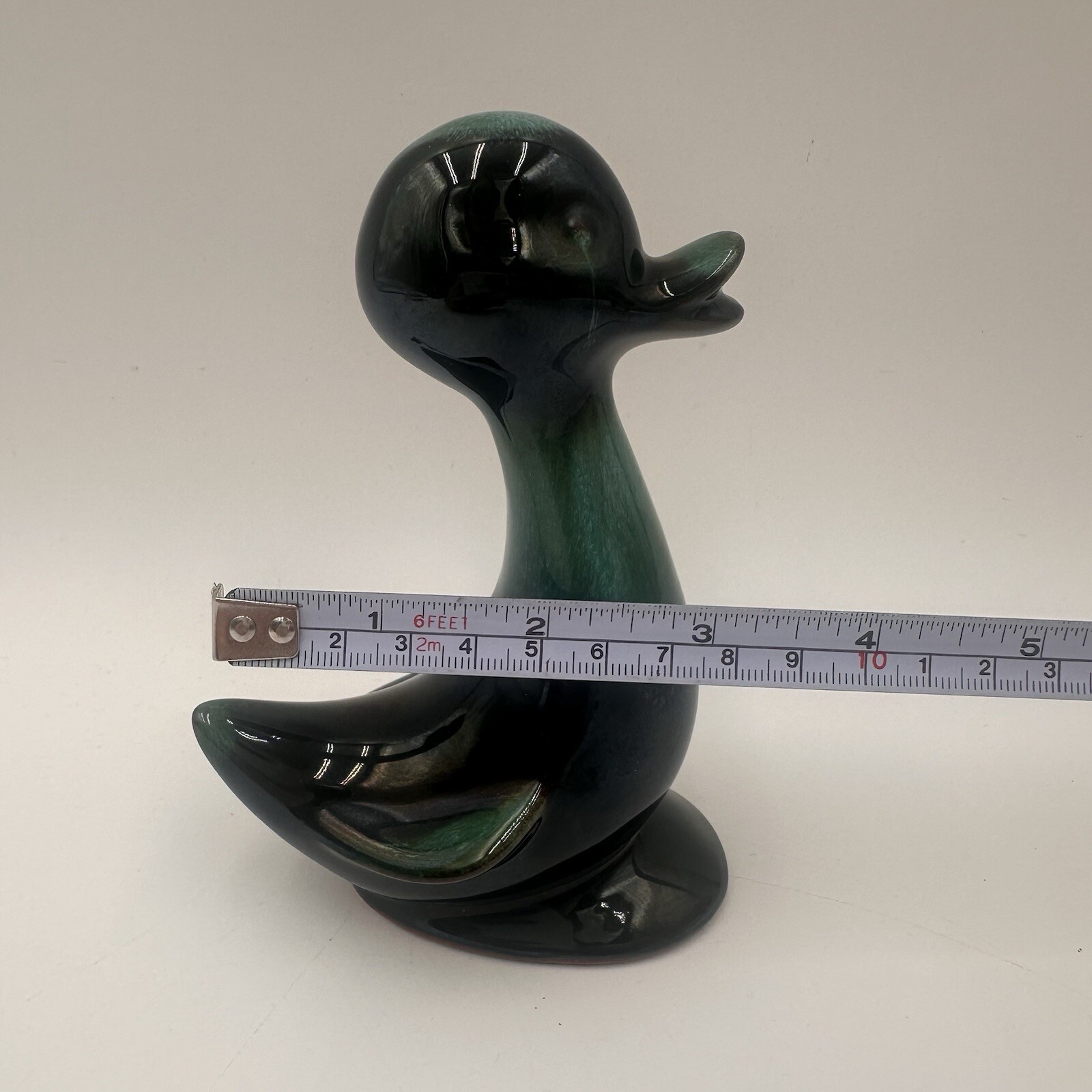 Vintage Blue Mountain Pottery Baby Duck Glazed Green & Black w/Felt Bottom