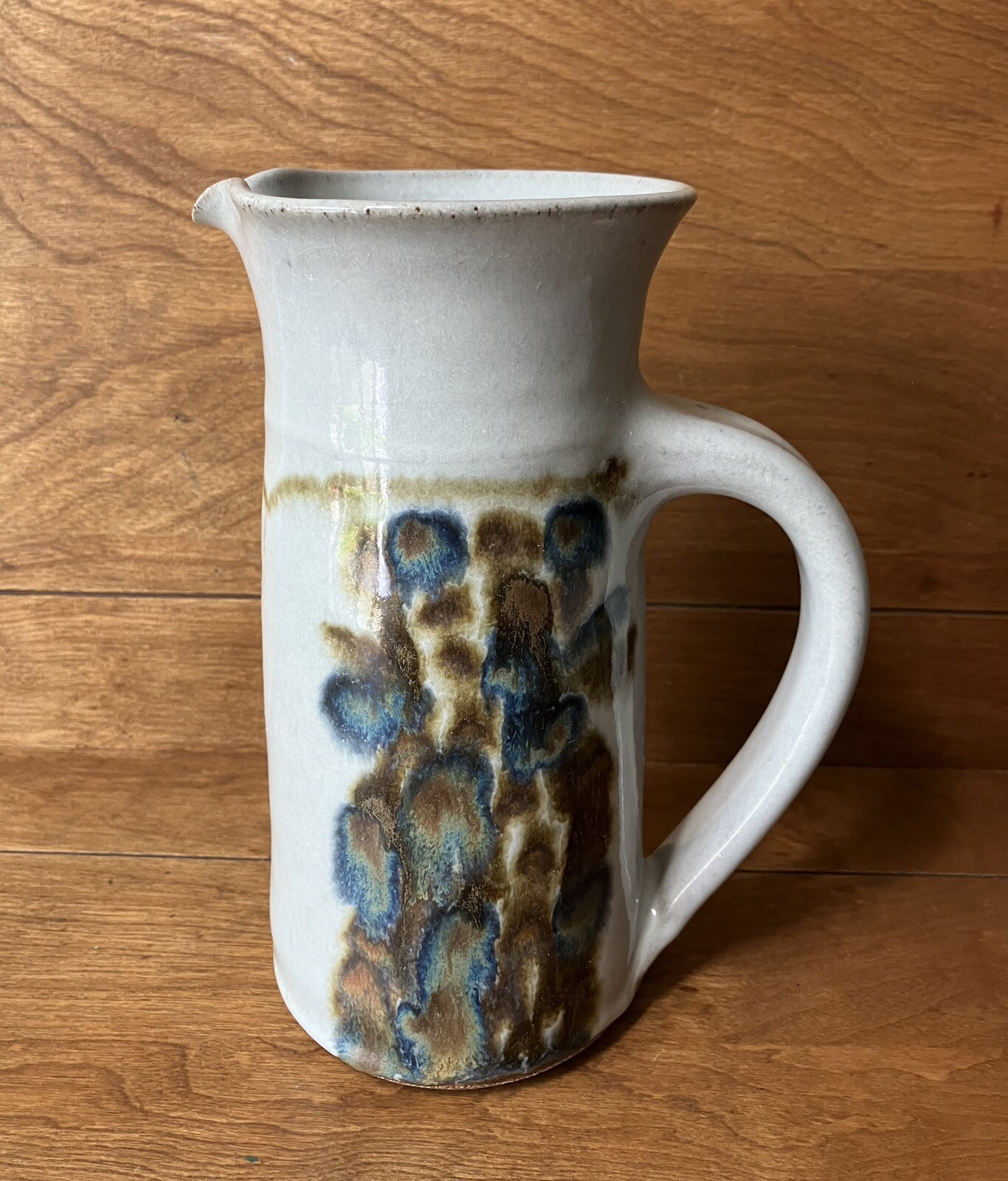 Vintage John Fassbinder studio pottery Pitcher mid century modern art 8 1/4 in