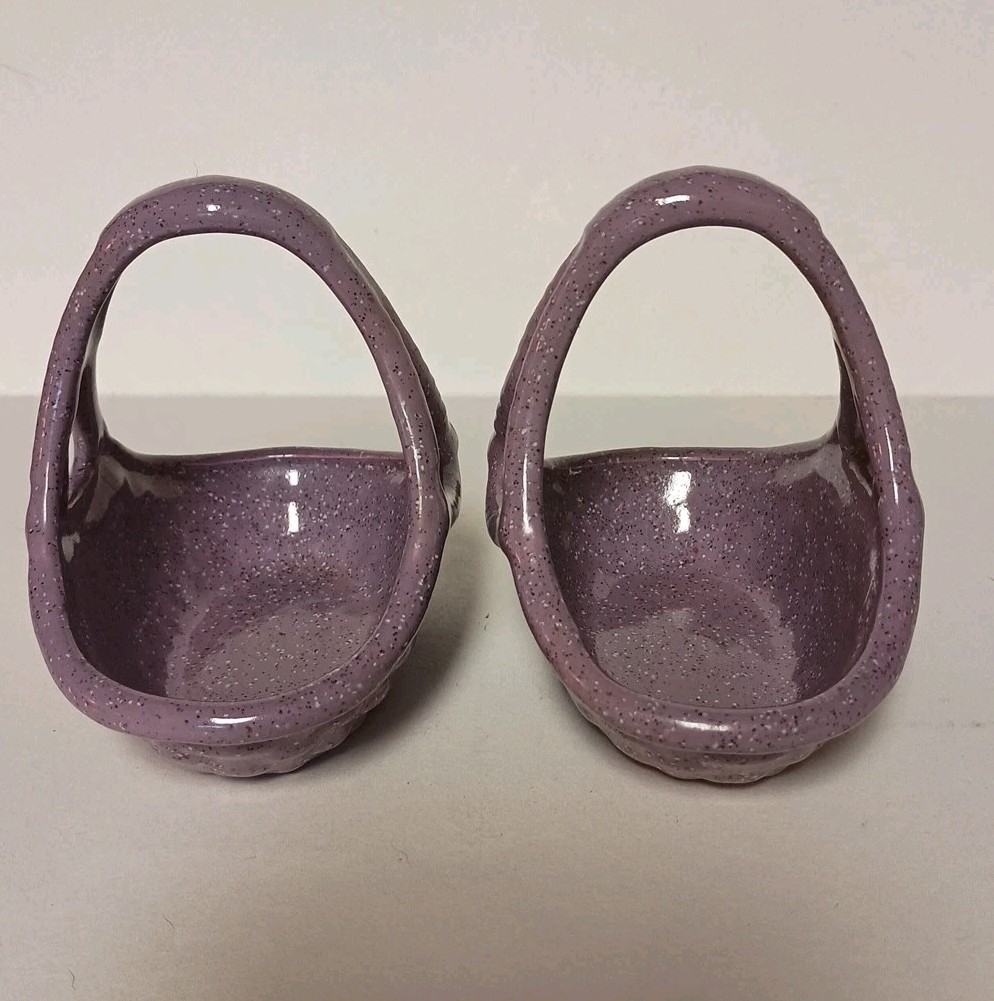 Two Lavender Ceramic Clay Baskets