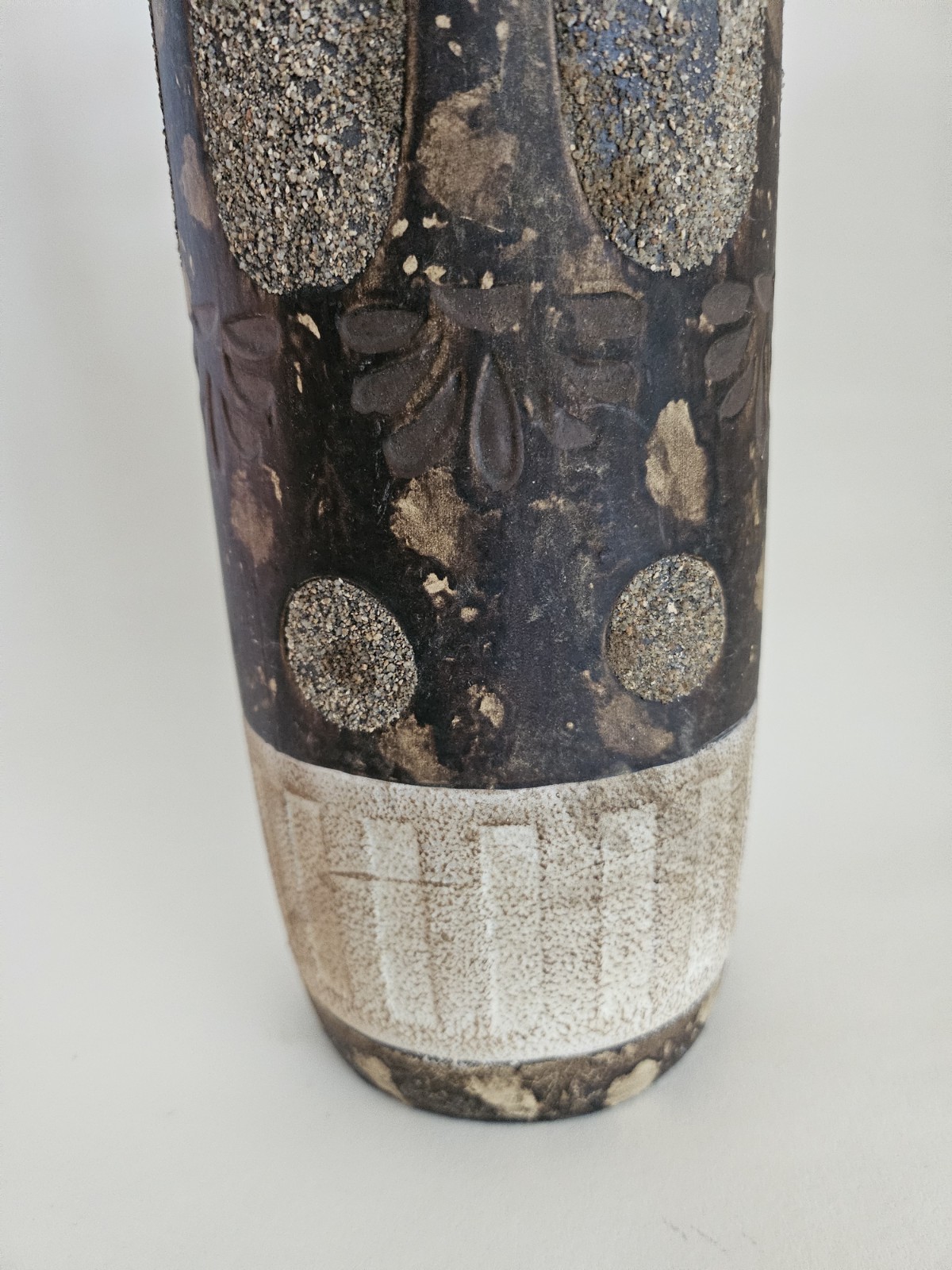 1960s Era Vintage Earthy Tall Pottery Vase Mid Century Modern