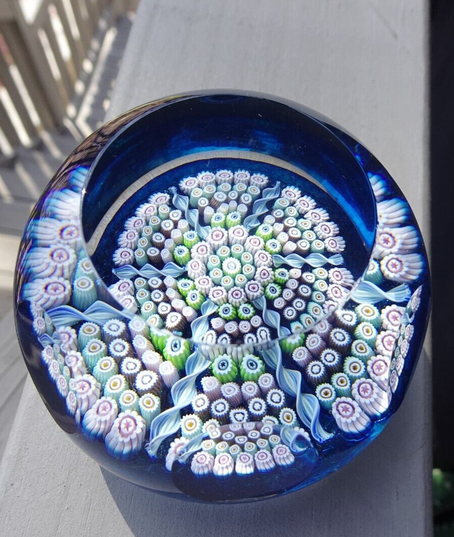 #9/500 Caithness for Edinburgh Crystal Turquoise Delight Millefiori Paperweight