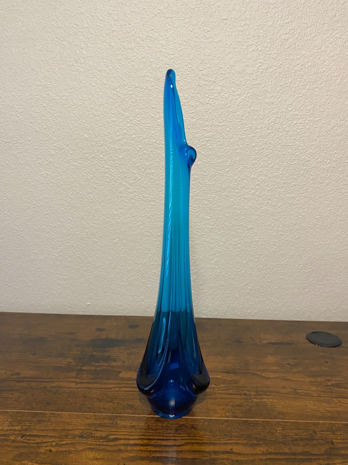 VTG VIKING GLASS Bluenique EPIC LINE Drape Swung Vase 15.75″H