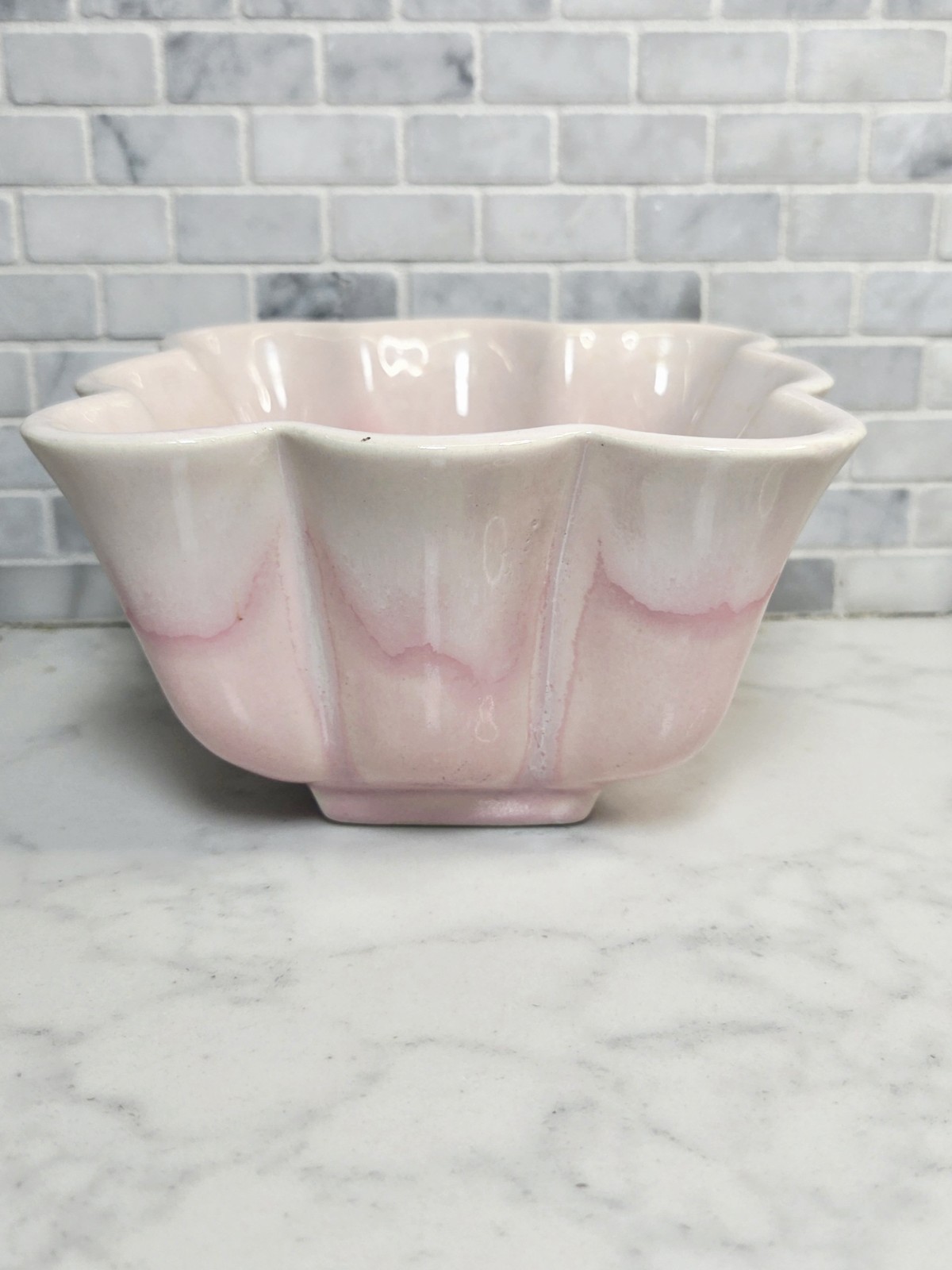Mid Century Small Pink Drip Glaze Planter Plant Pot Succulent Pot 5 X 3 in “