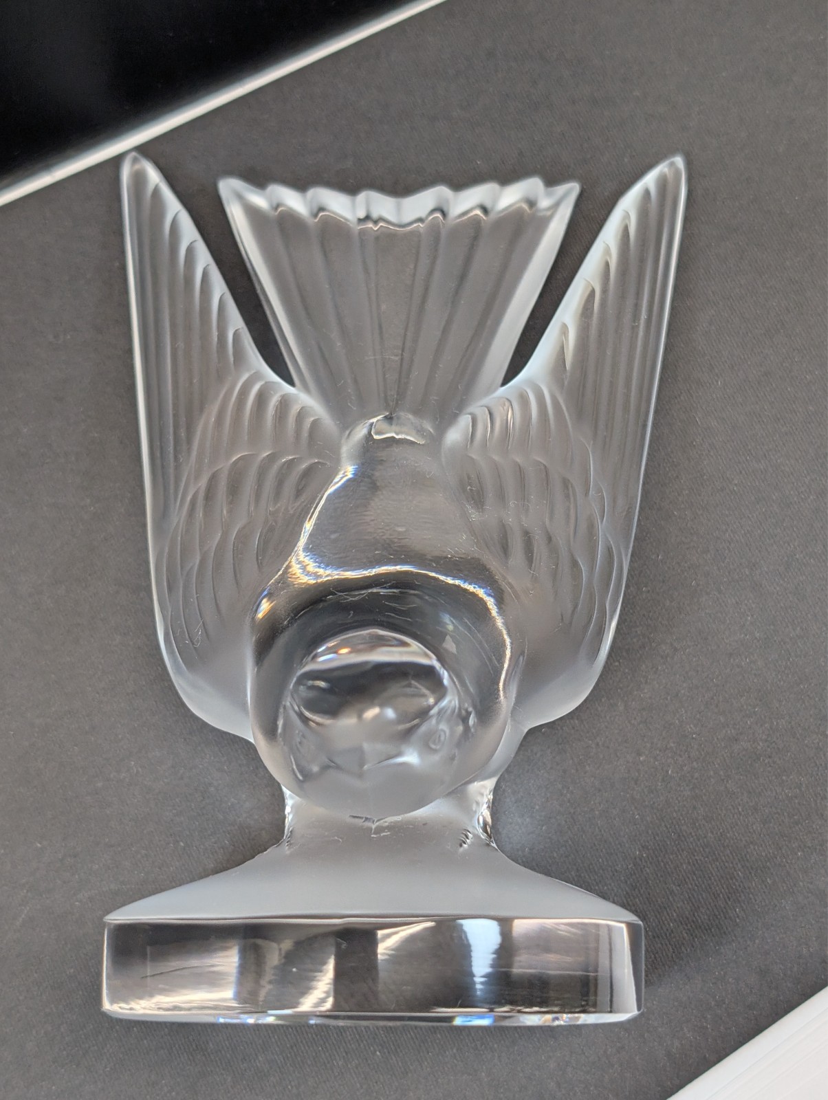 Lalique France Hirondelles Swallow Crystal Bookends Pair Frosted Signed MINT