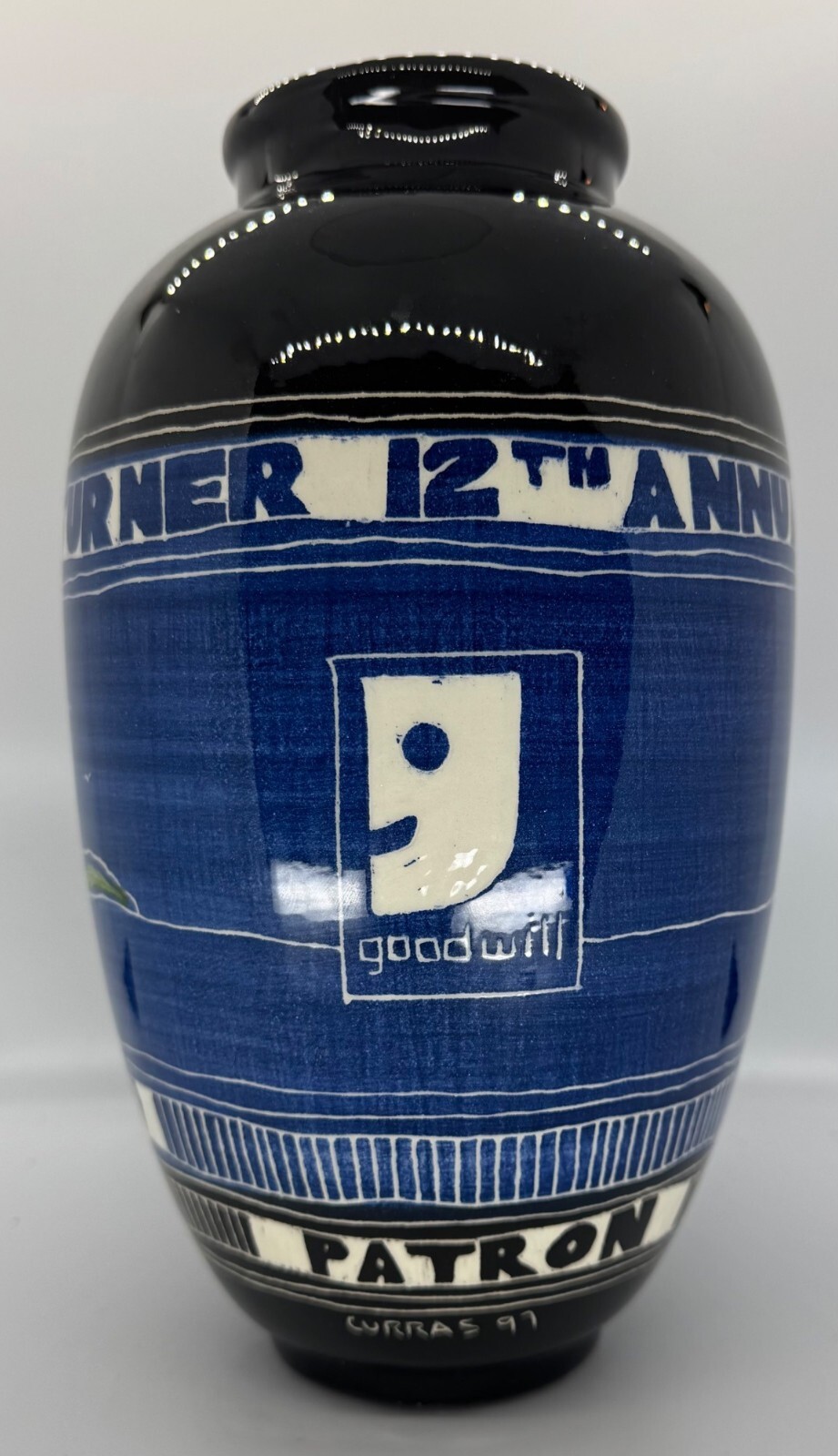 Vintage Curras Bothers Art Pottery Vase Charity Golf Tournament 1997 By Goodwill