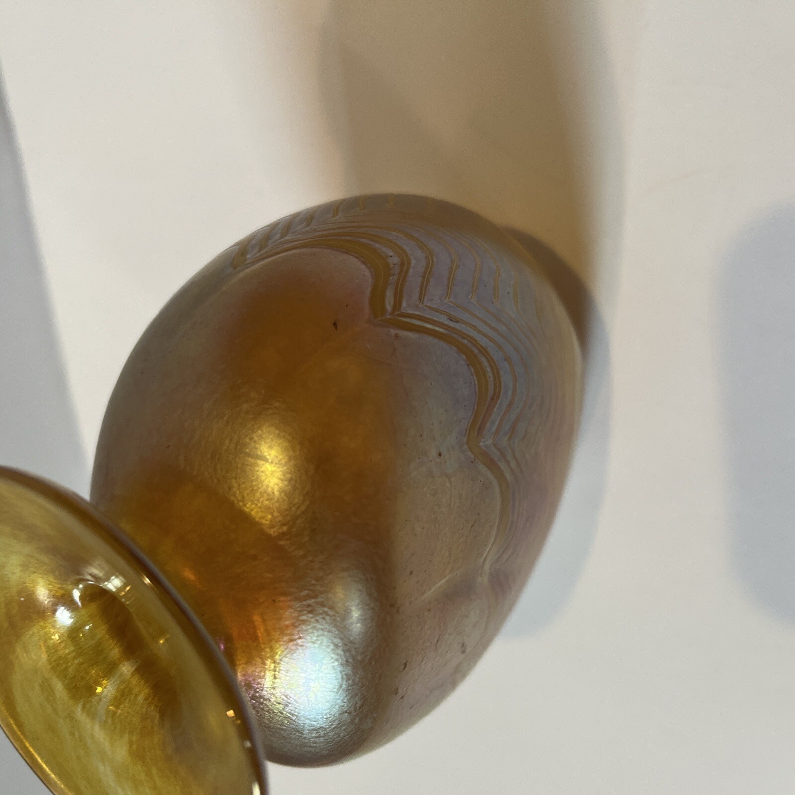 Vintage Art Glass Vase Signed Robert Held Yellow Purple Iridescent 4.5” Canada