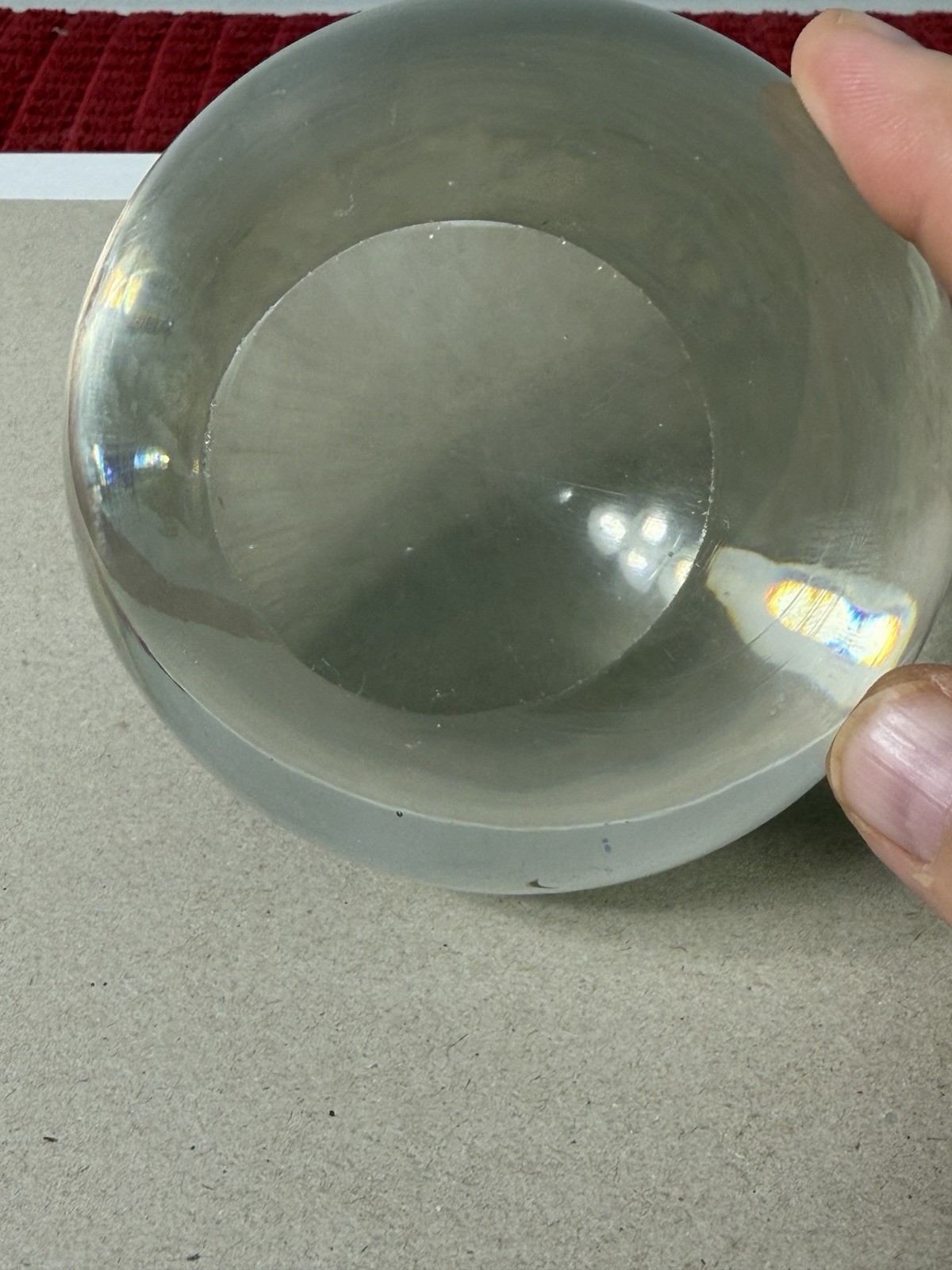 Solid Crystal Ball Glass Sphere/Orb Flat Bottom Paperweight 4″ 3.lbs.