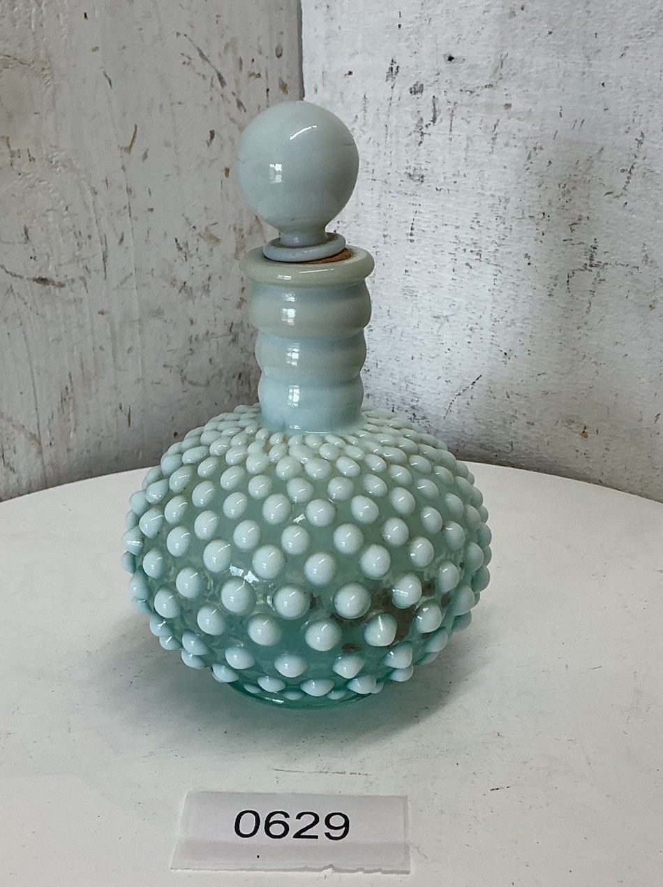 Fenton Hobnail Opalescent Aqua Blue Perfume Cologne Bottle Vintage🔥