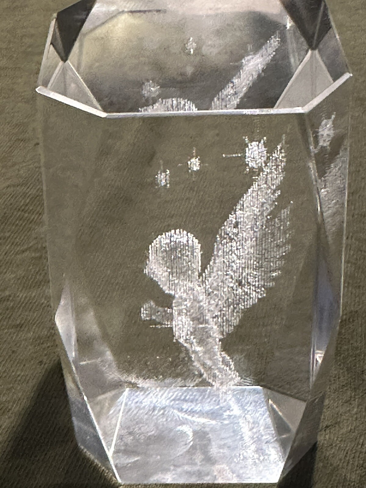 Laser Etched Glass Baby Angel Winged Cherub Paperweight Glass – 3.25 inches tall