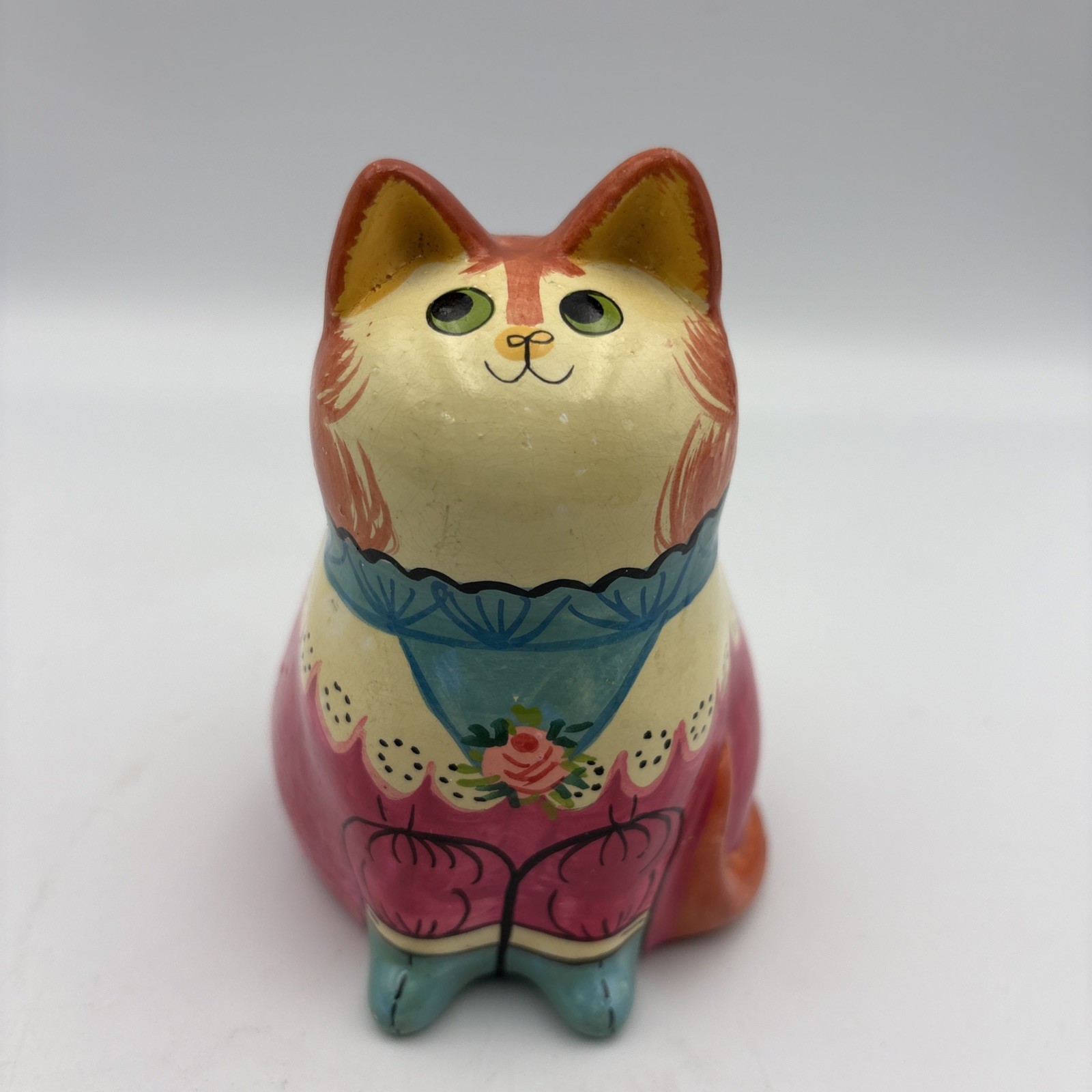 Vintage De Bethel Pottery Cat Hand Painted Figurine Ceramic Art Decor 4.25”