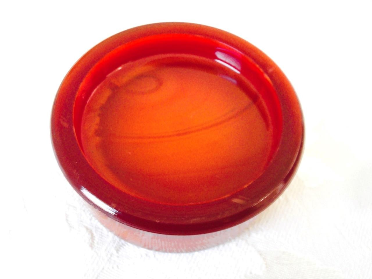 . Vintage Mosser Glass Dealer Advertising Logo Paperweight Orange Red Slag KJ