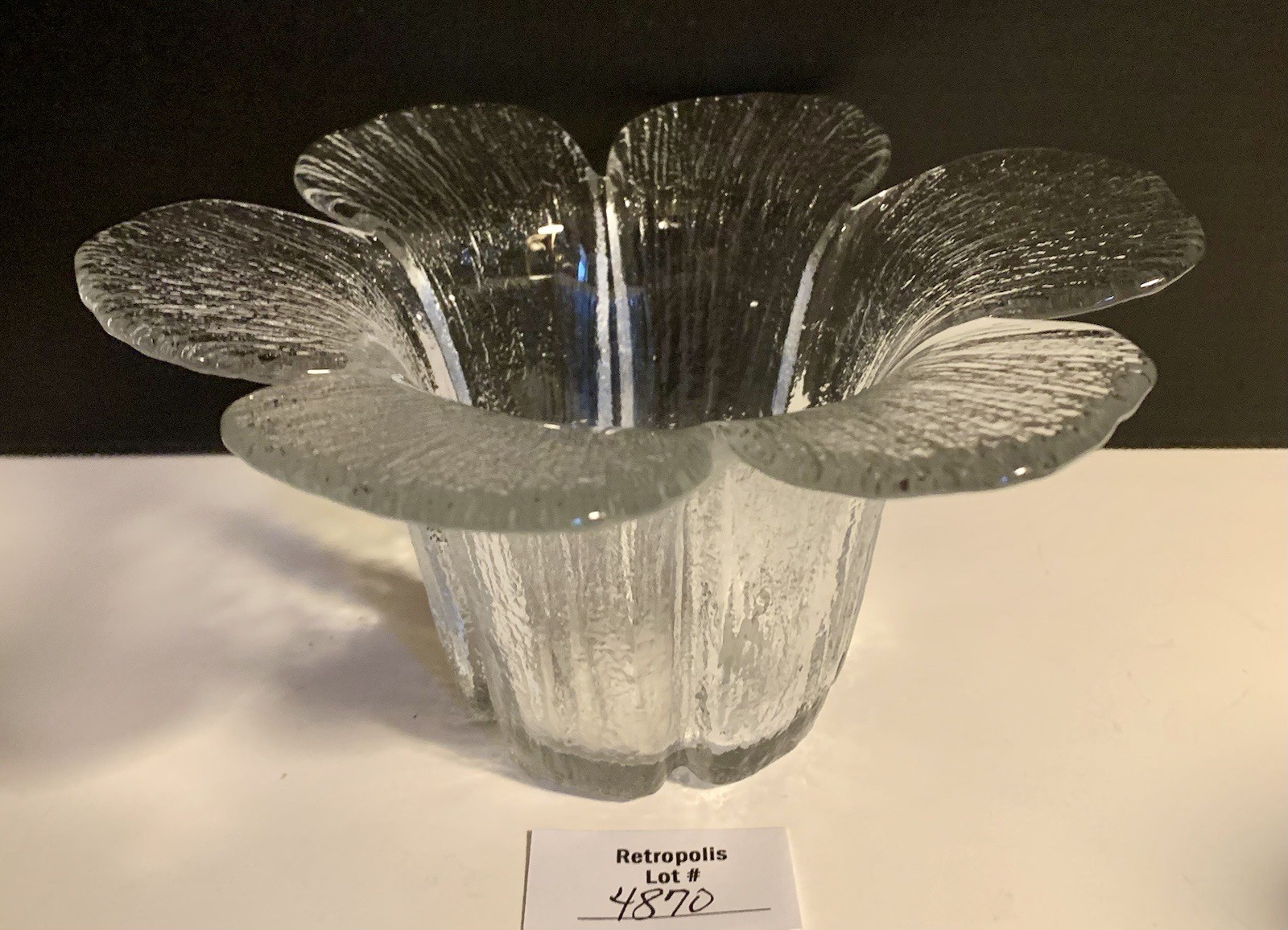 Viking Glass Flower Petal Candle Holder Vase Candy Dish