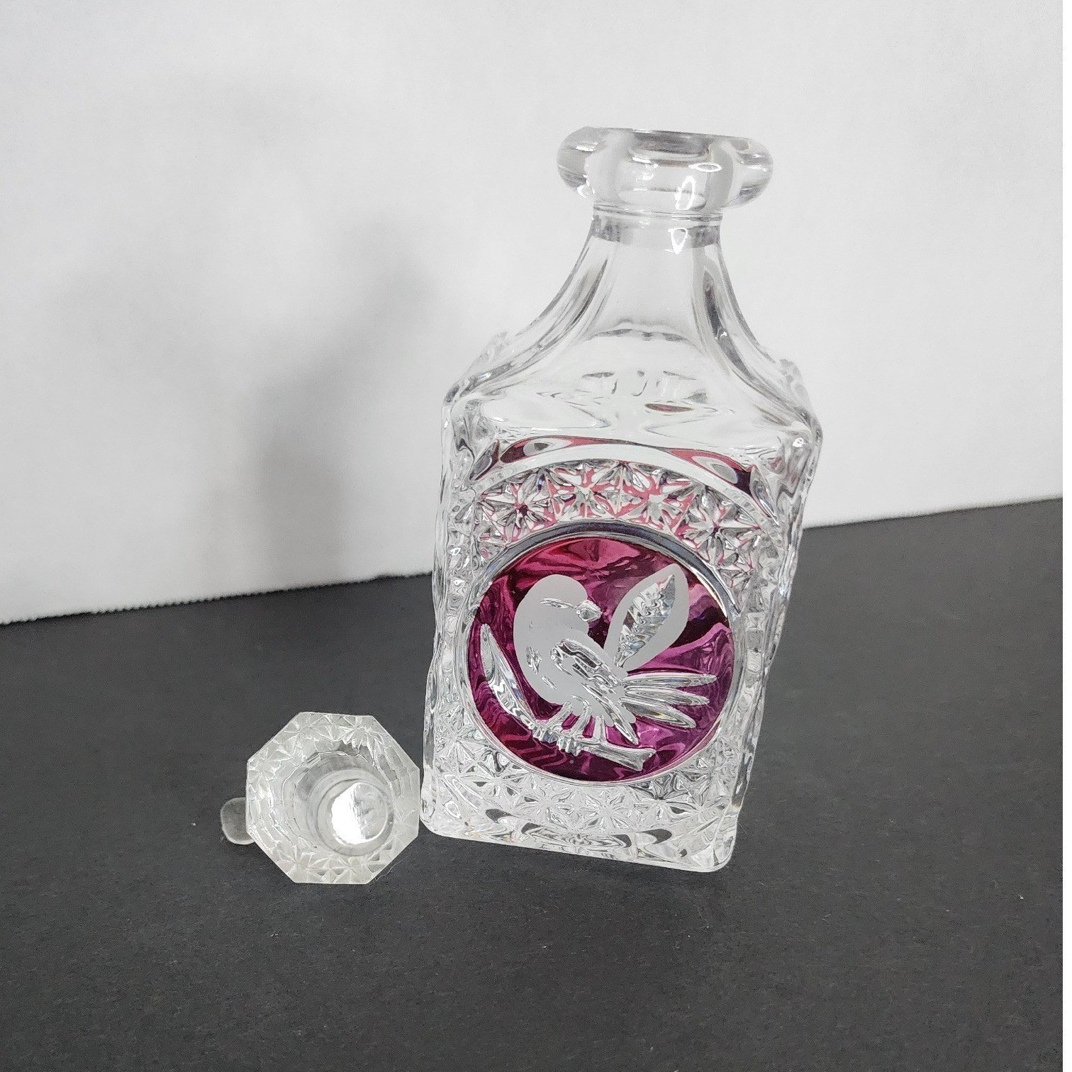 HOFBAUER BYRDES GERMAN LEAD CRYSTAL RUBY RED AMARIS BIRD Decanter/Perfume Bottle