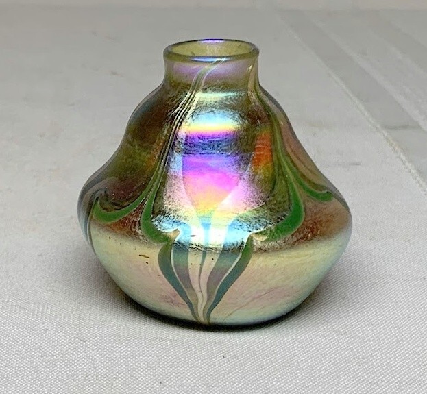 LCT TIFFANY FAVRILE, DECORATED CABINET MINIATURE, VERY UNUSUAL SHAPE ART NOUVEAU