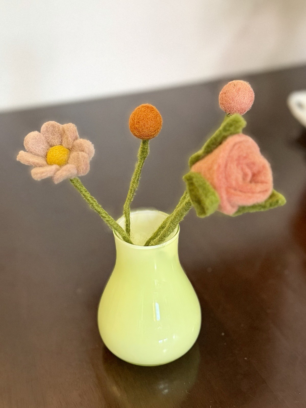 MCM Opaline Yellow Green Vase 4.75”