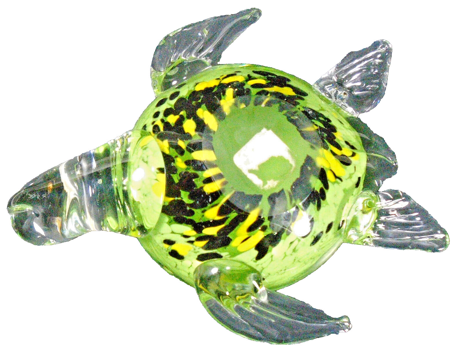 Art Glass Sea Turtle, Handblown, Green, Fifth Avenue Crystal Limited, 8″