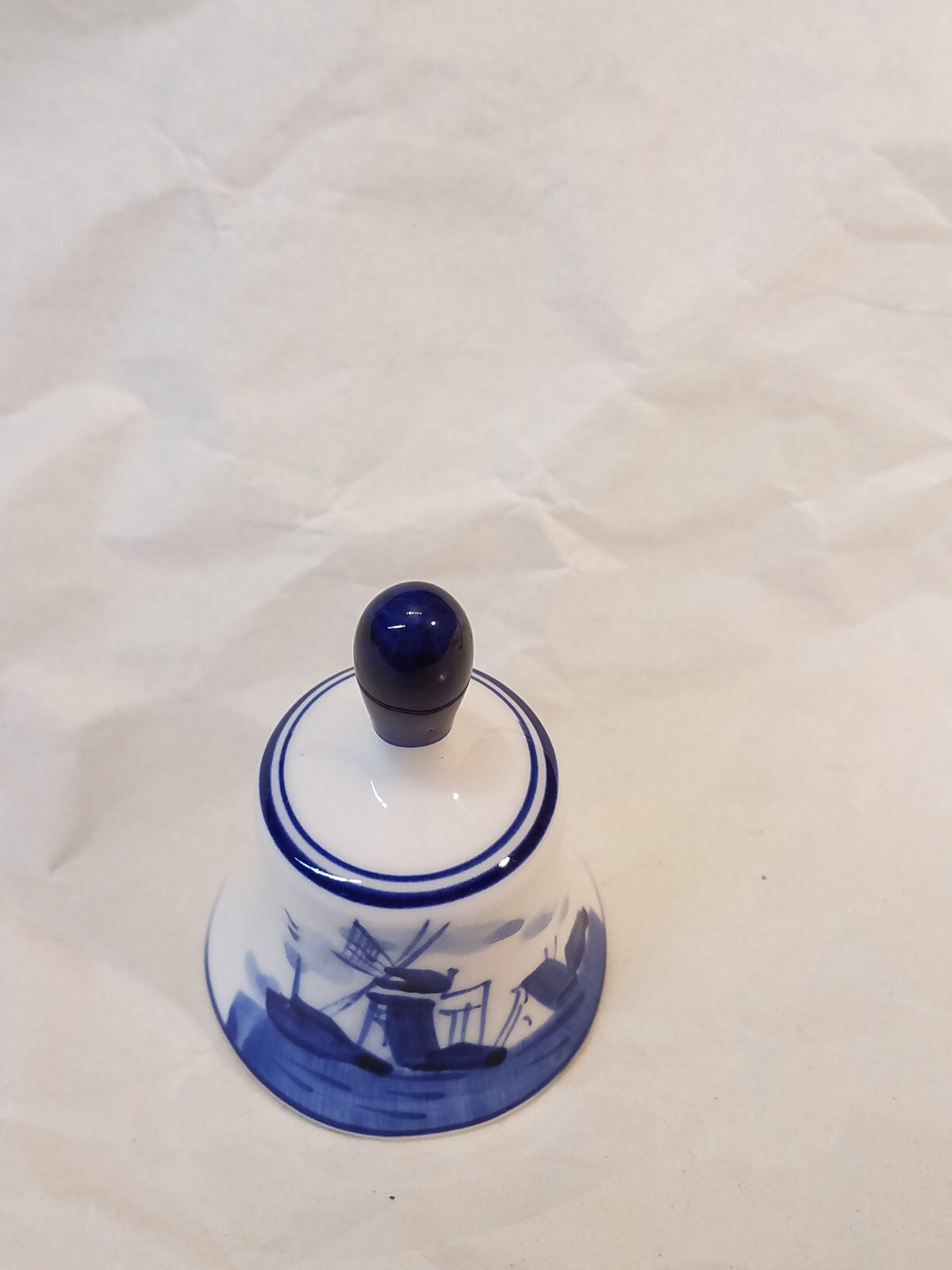 Handpainted Delfts Blue Miniature 2-3/4 Inch Tall Windmill Bell Ceramic